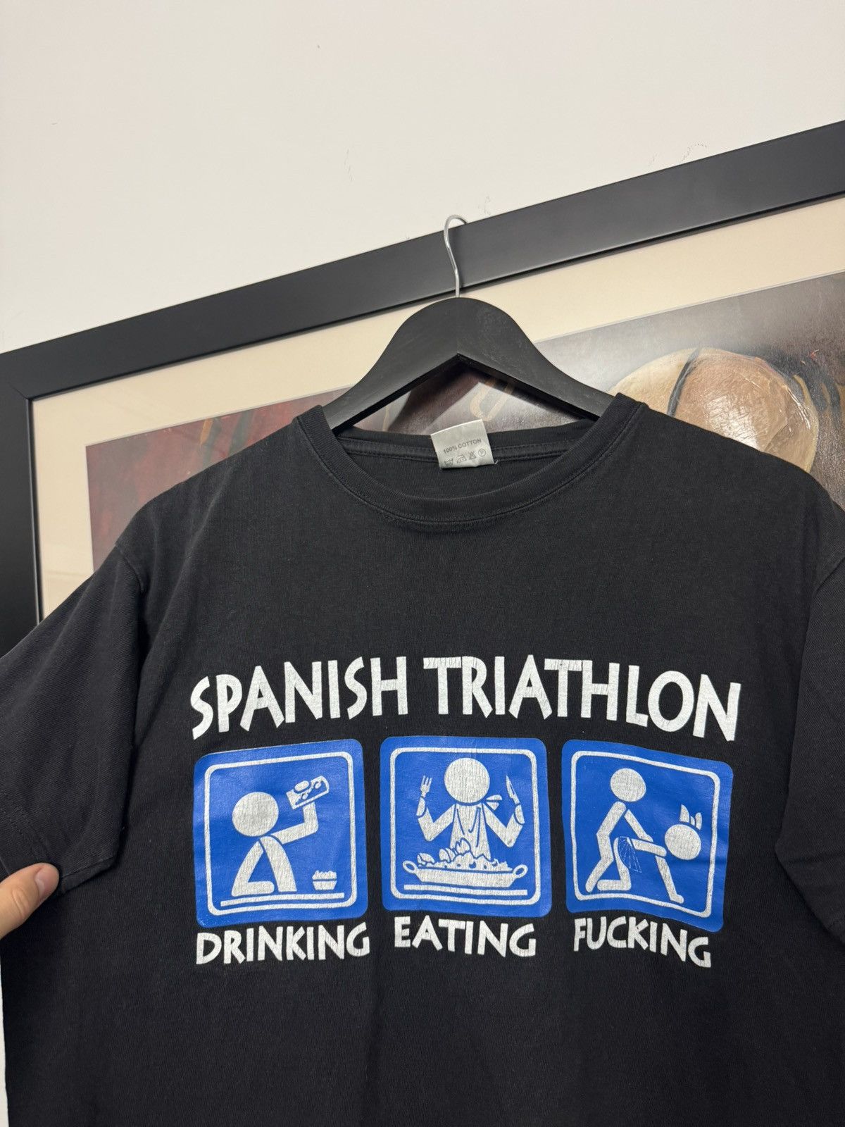 Vintage Spanish triathlon humor T-shirt crazy tee vintage crop top Size US M / EU 48-50 / 2 - 2 Thumbnail