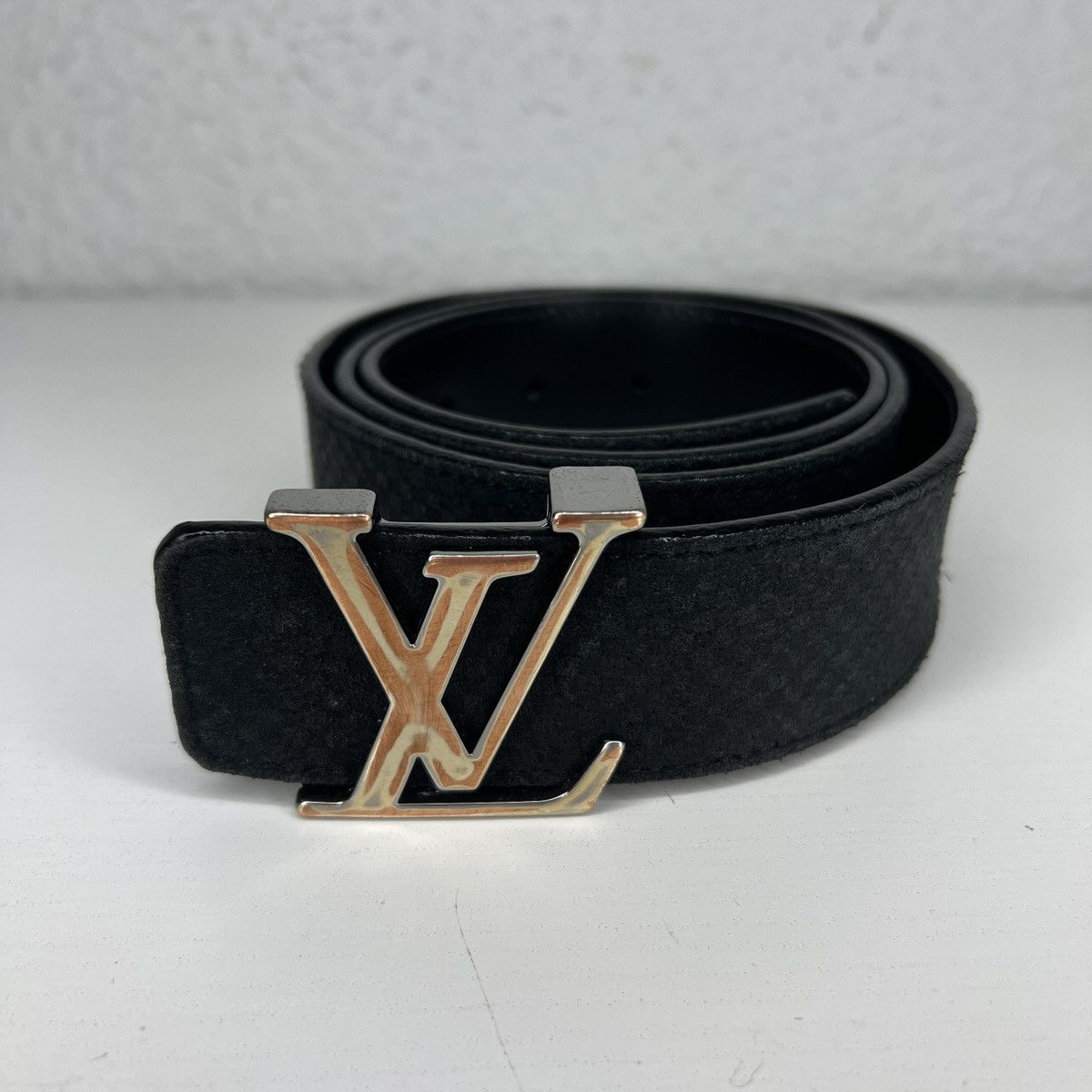 louis vuitton black leather belt