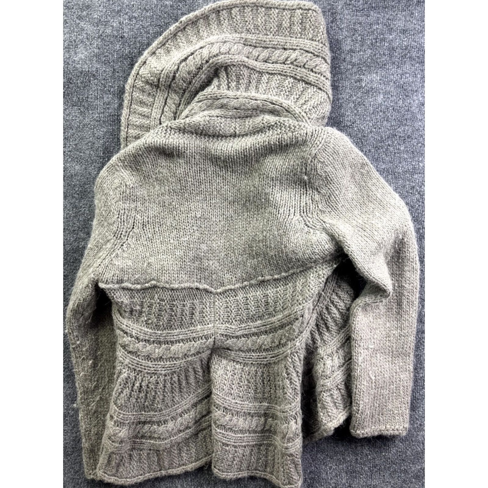 Vintage Elsamanda Cable Knit Cardigan Sweater Womens L Gray Ruffle Alpaca Wool Italy Size L / US 10 / IT 46 - 8 Thumbnail