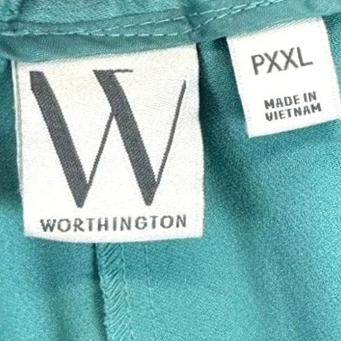 Worthington Worthington Cropped Pants Womens P2XL Petite Teal Wide Leg High Rise NEW Size 40" / US 18 - 3 Thumbnail