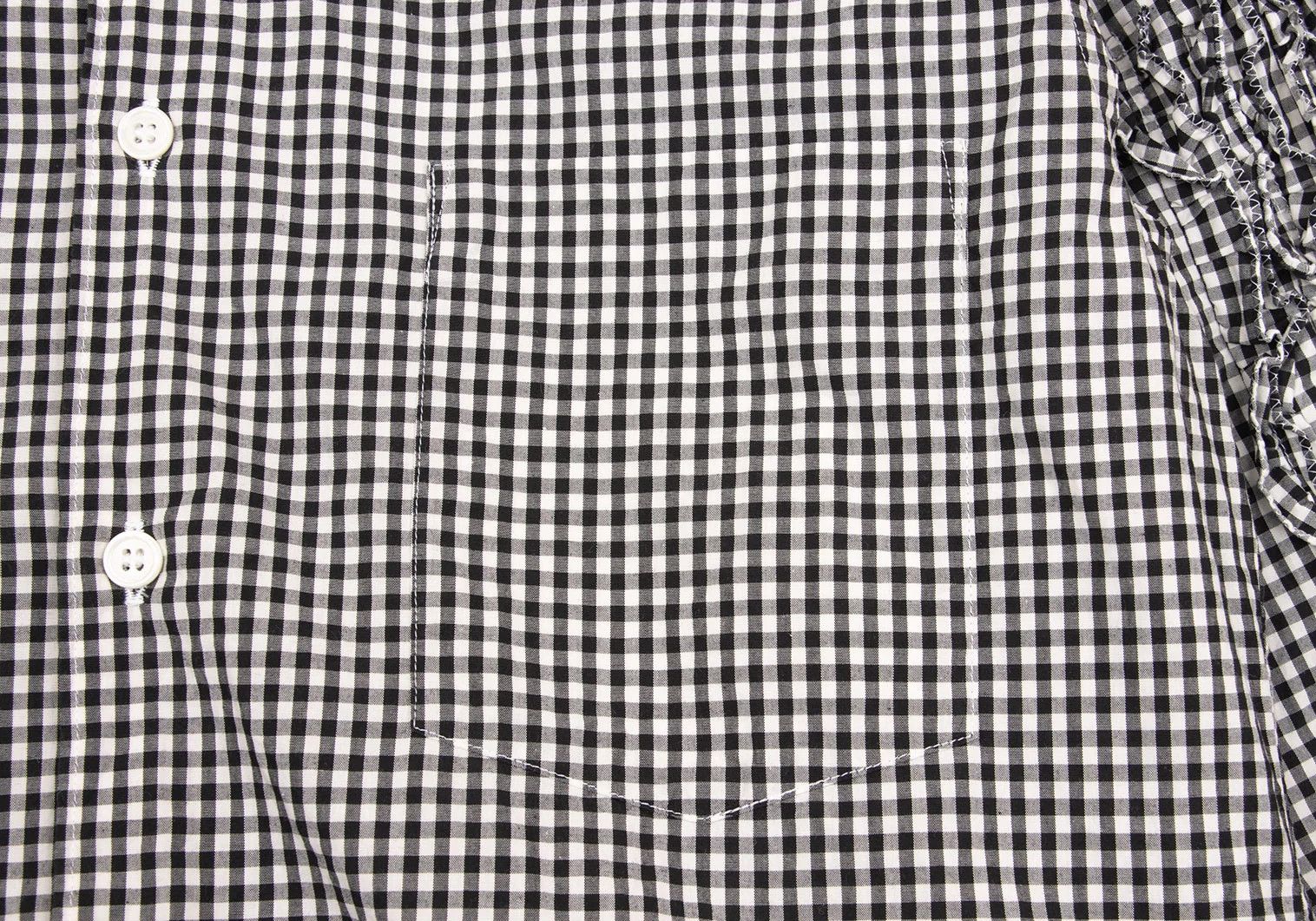 Comme des Garcons Homme Plus Gingham Check Frill Sleeve Shirt Black White XS Size US XS / EU 42 / 0 - 6 Thumbnail