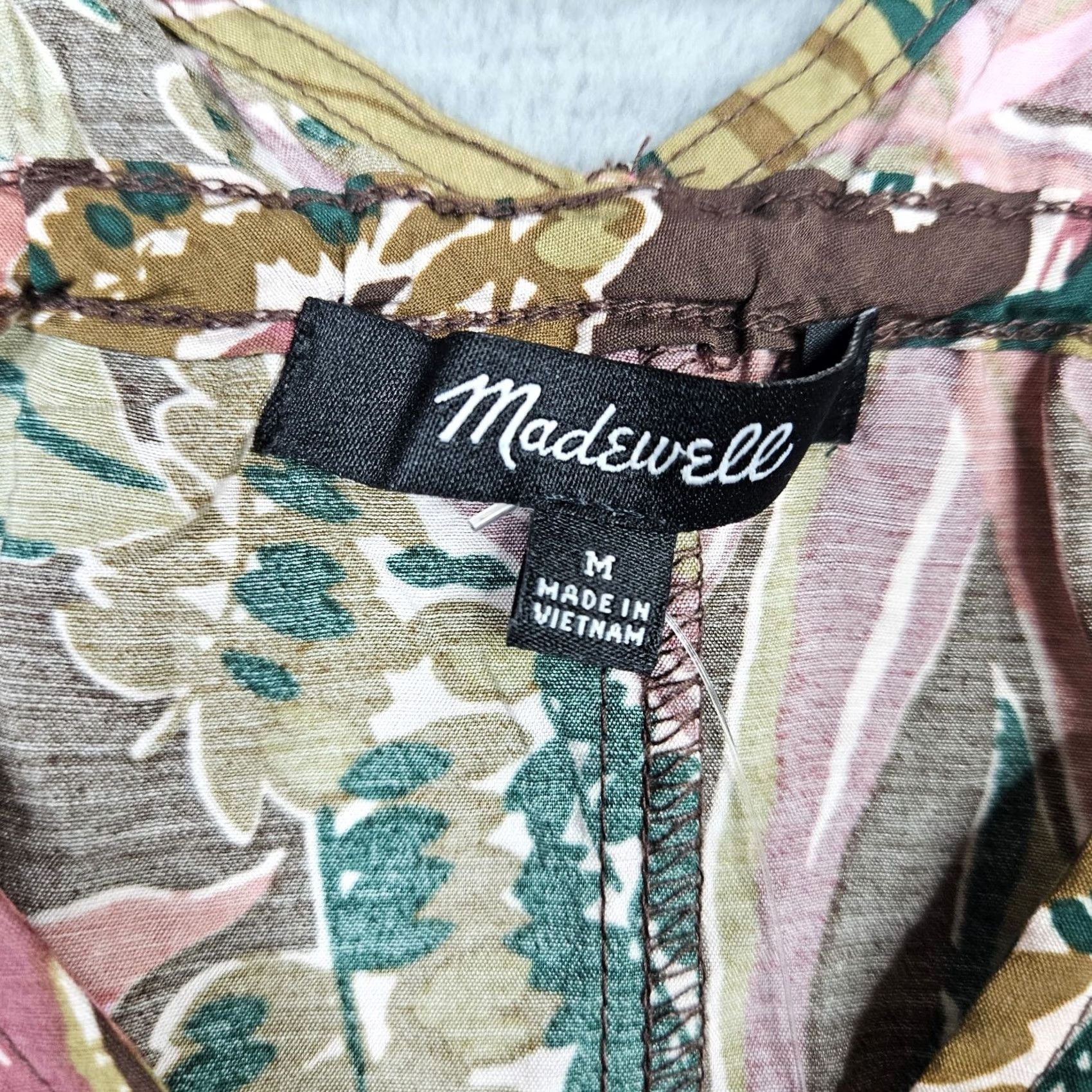 Madewell Madewell Women's Shirt Cap Sleeve Button-Up Brushstroke Monstera Sz M New Multicolor 90s Style Womens Size M / US 6-8 / IT 42-44 - 4 Thumbnail