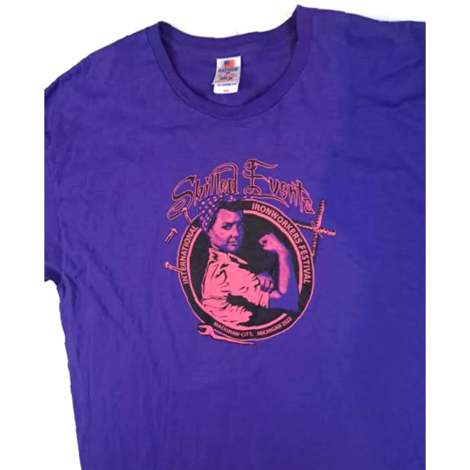 Vintage International Steel Workers Mackinac Island T-Shirt Bayside USA 2XL Purple Mens Size US XXL / EU 58 / 5 - 4 Thumbnail