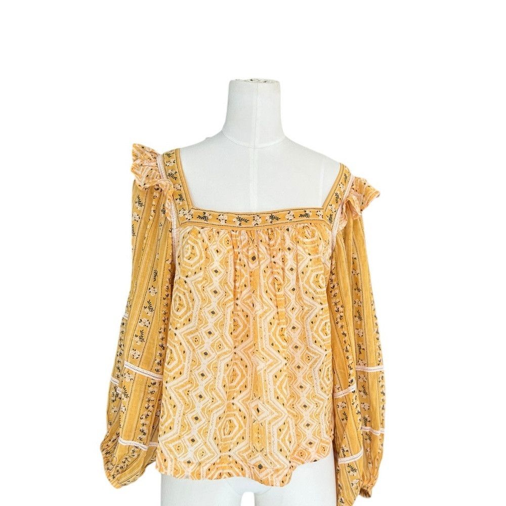Free People Free people blouse yellow mustard sheer in Size M square ne Size M / US 6-8 / IT 42-44 - 3 Thumbnail