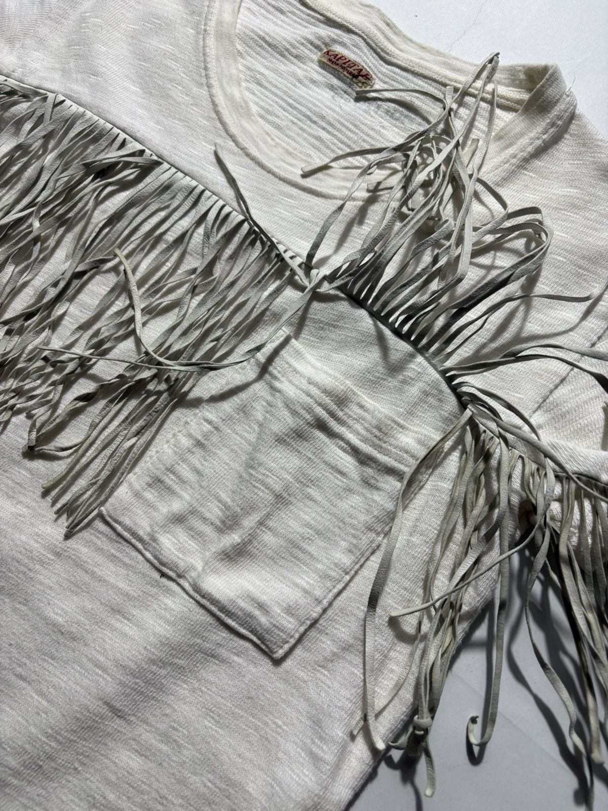 Kapital 00’S RARE KAPITAL LEATHER FRINGE POCKET TEE Size XS / US 0-2 / IT 36-38 - 3 Thumbnail