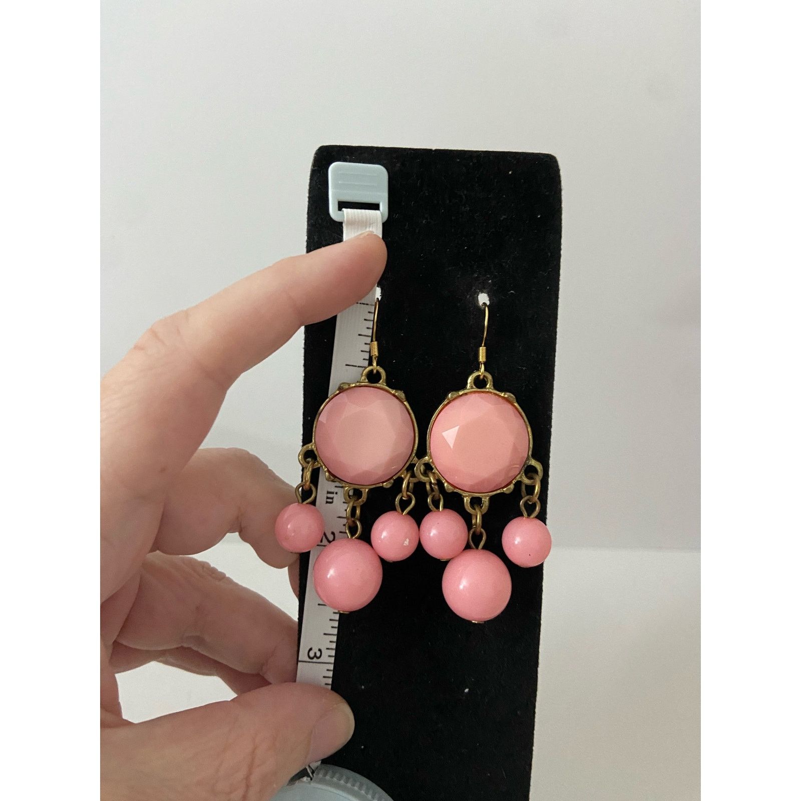 Handmade Upcycled vintage pink circle earrings Size ONE SIZE - 3 Thumbnail
