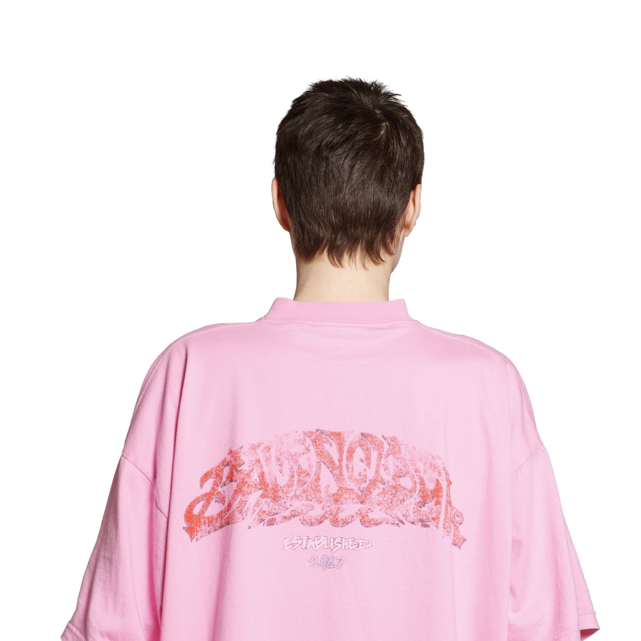 Balenciaga o1tr1nto0725 Offshore T-Shirt Oversized in Pink Size US L / EU 52-54 / 3 - 3 Thumbnail