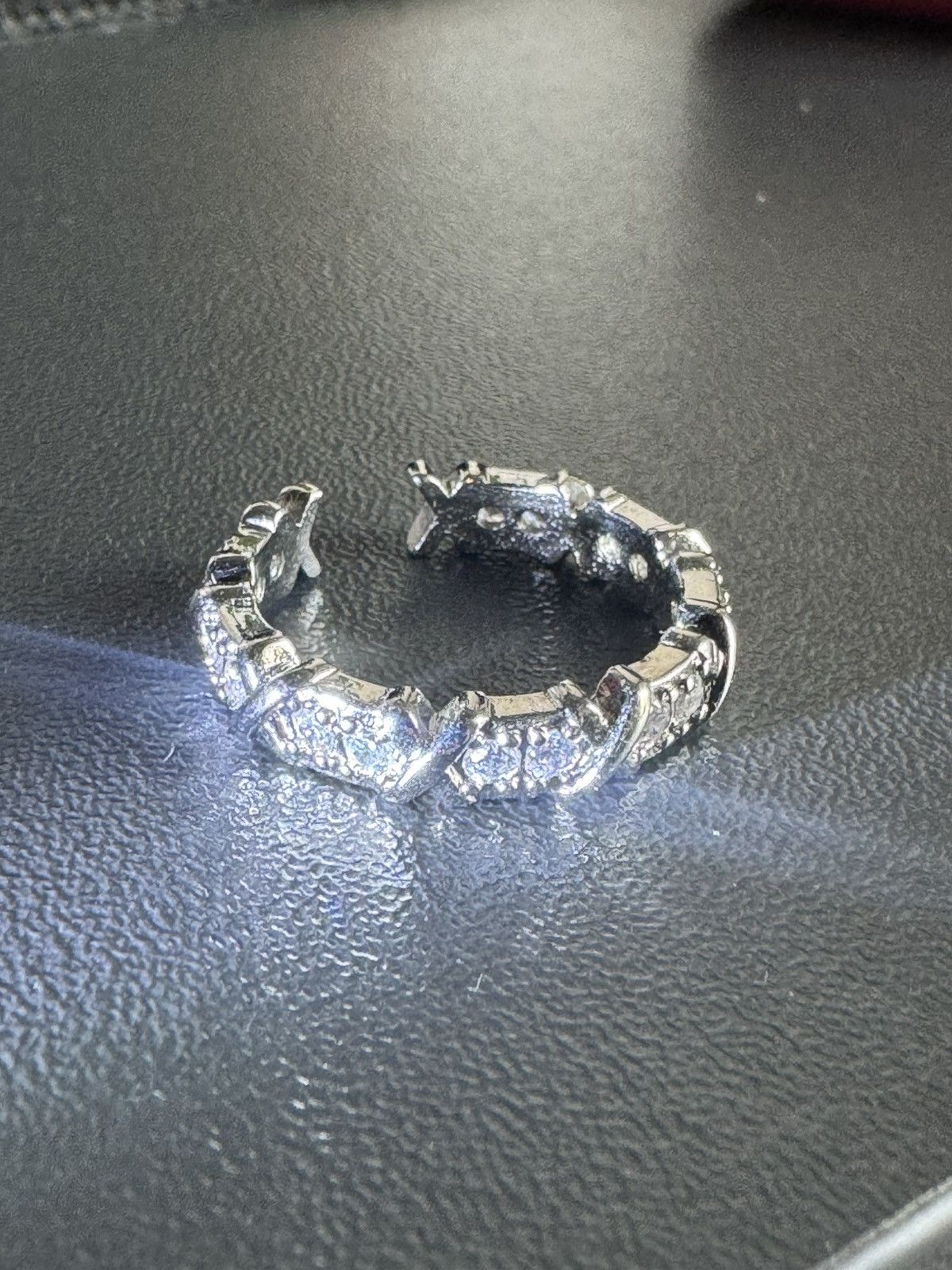 Other Silver Iced Out "X" Cross Eternity Band Ring - Adjustable Size ONE SIZE - 3 Thumbnail