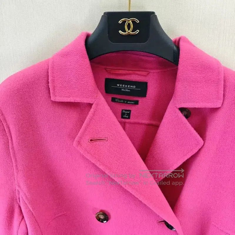 Max Mara MaxMara Women's Pink Wool Short Coat . Size XL / US 12-14 / IT 48-50 - 3 Thumbnail