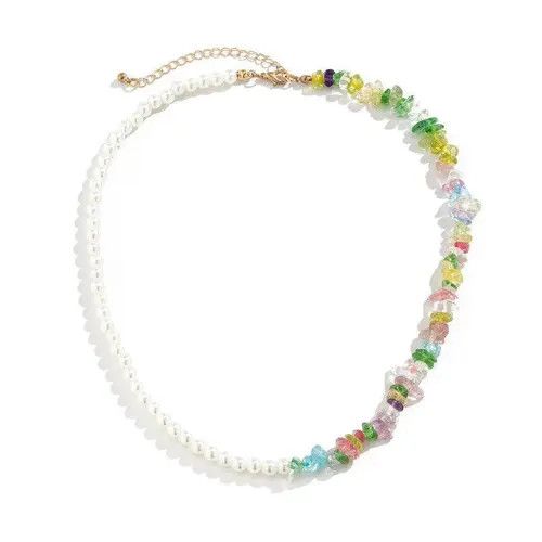 Jewelry Imitation Pearl and Colorful Stone Beads Necklace Size ONE SIZE - 3 Thumbnail