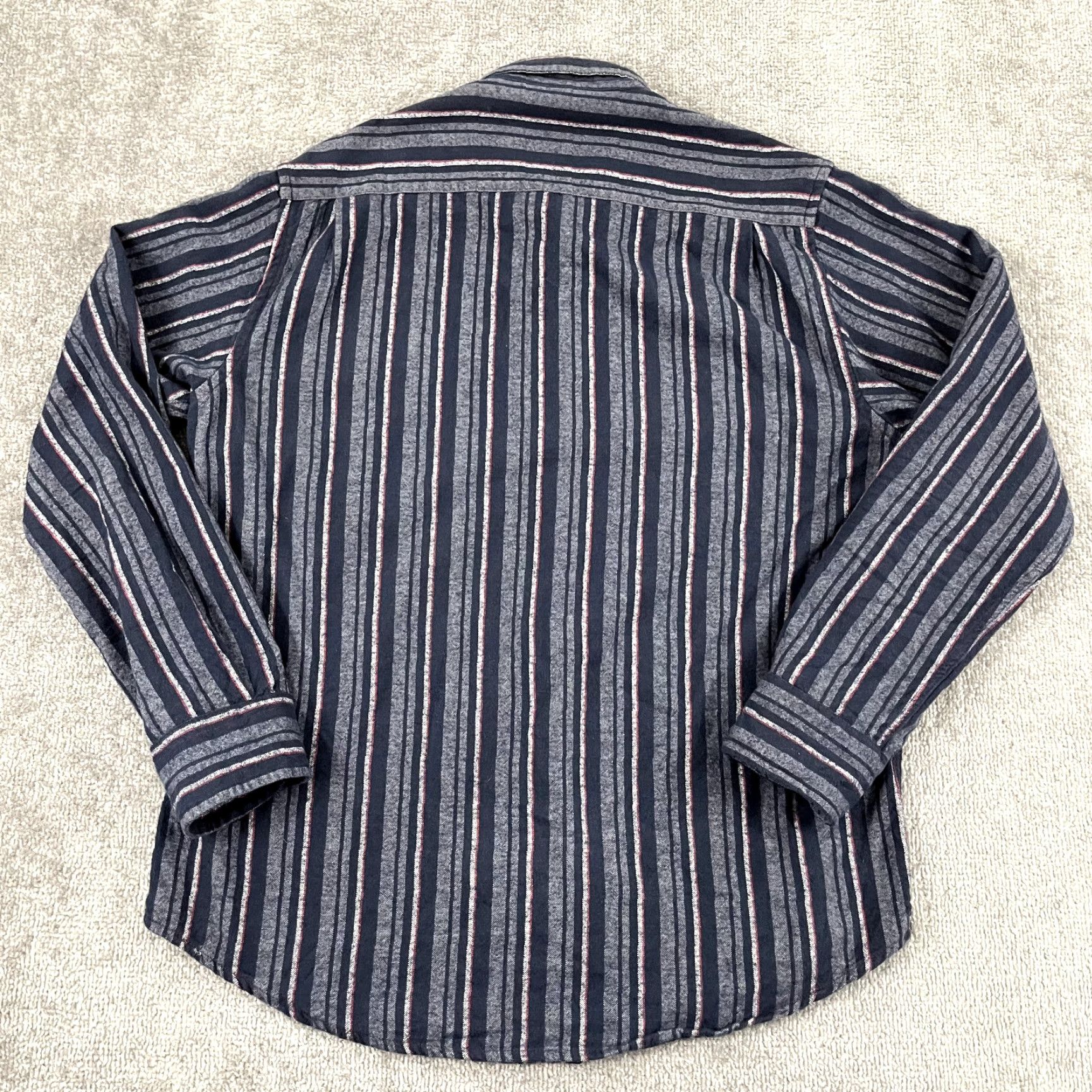 Carbon2Cobalt CARBON 2 COBALT Shirt Men Medium Gray Blue Striped Flannel Button Up Long Sleeve Size US M / EU 48-50 / 2 - 6 Thumbnail