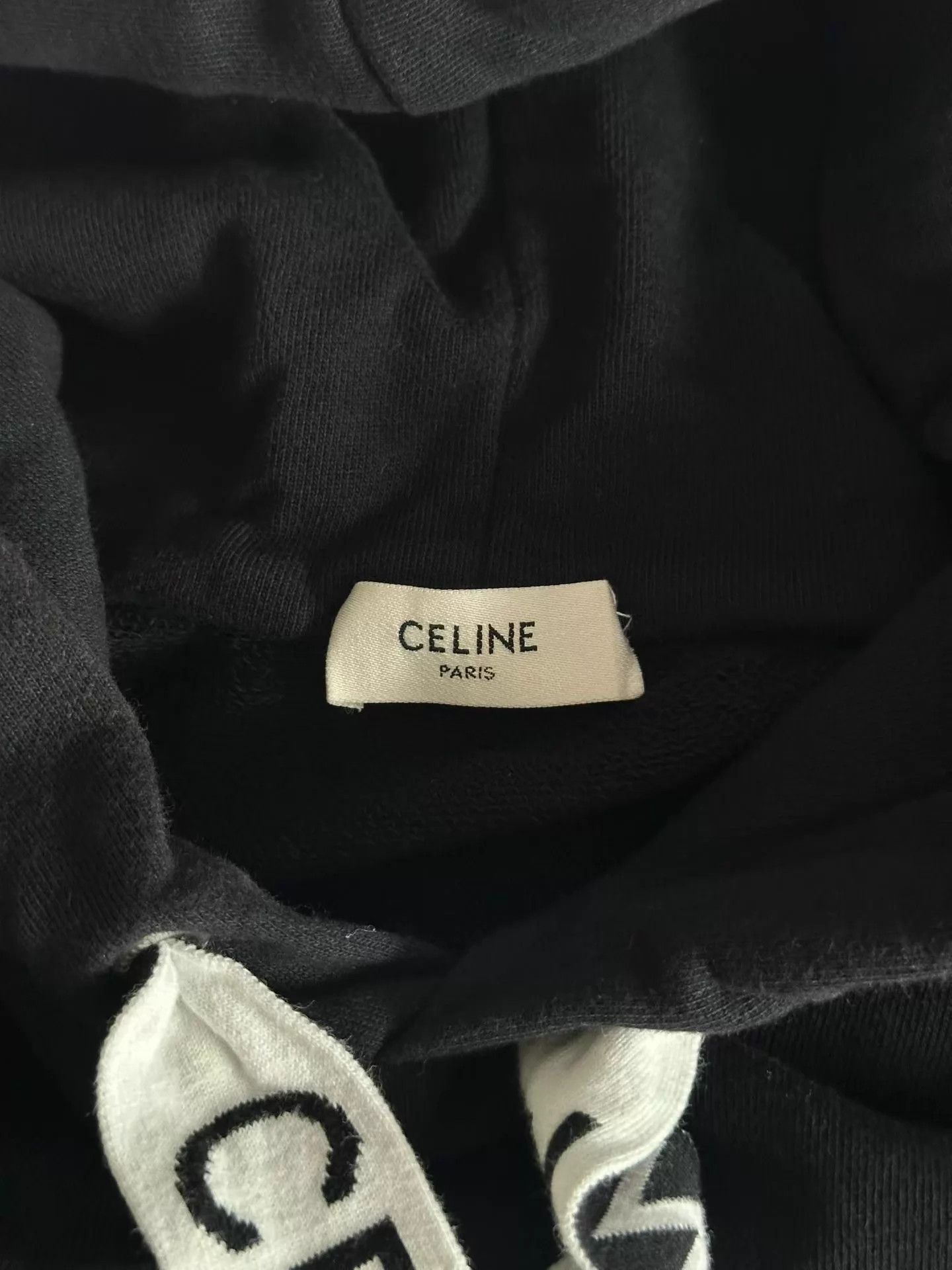 Celine CELINE black drawstring logo hoodie M Size M / US 6-8 / IT 42-44 - 3 Thumbnail