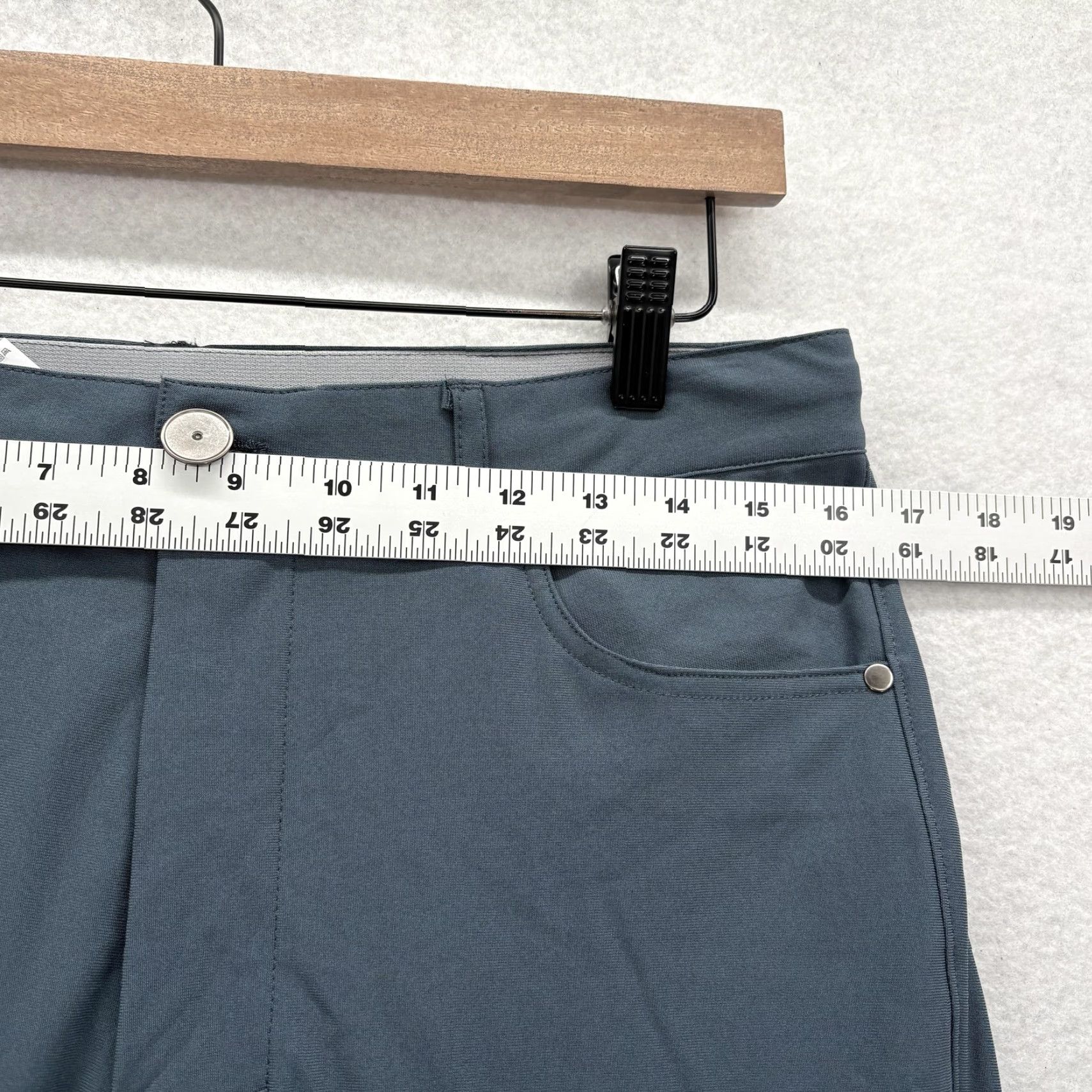 Vintage AHA Selected Kinetic All Day 6 Pocket Pant Mens M Iron Blue Khakis 100% Polyester Stretch Pockets Casual Activewear Size US 31 - 6 Thumbnail