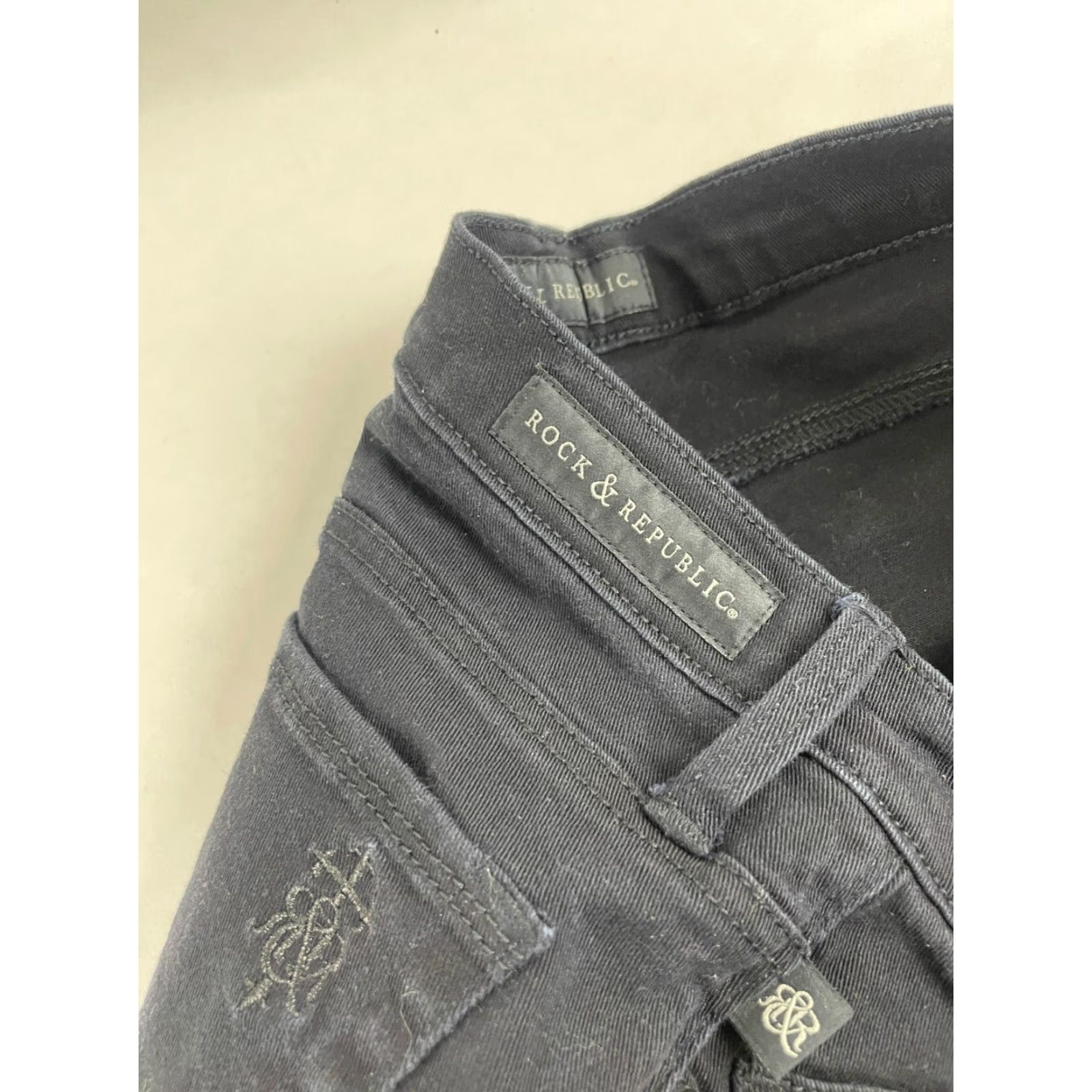 Vintage Rock & Republic Jeans Women's 10M Black Skinny Denim Pockets 30in Inseam 31in Waist Vintage No Berlin 90s? Size 24" / US 00 / IT 34 - 3 Thumbnail