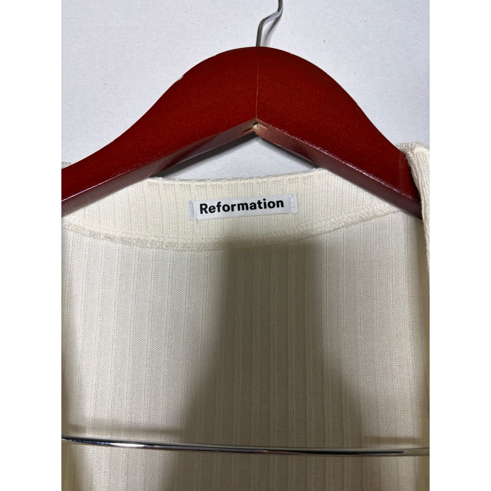 Reformation Reformation Gellar Knit Crop Top Ivory XS Size XS / US 0-2 / IT 36-38 - 3 Thumbnail