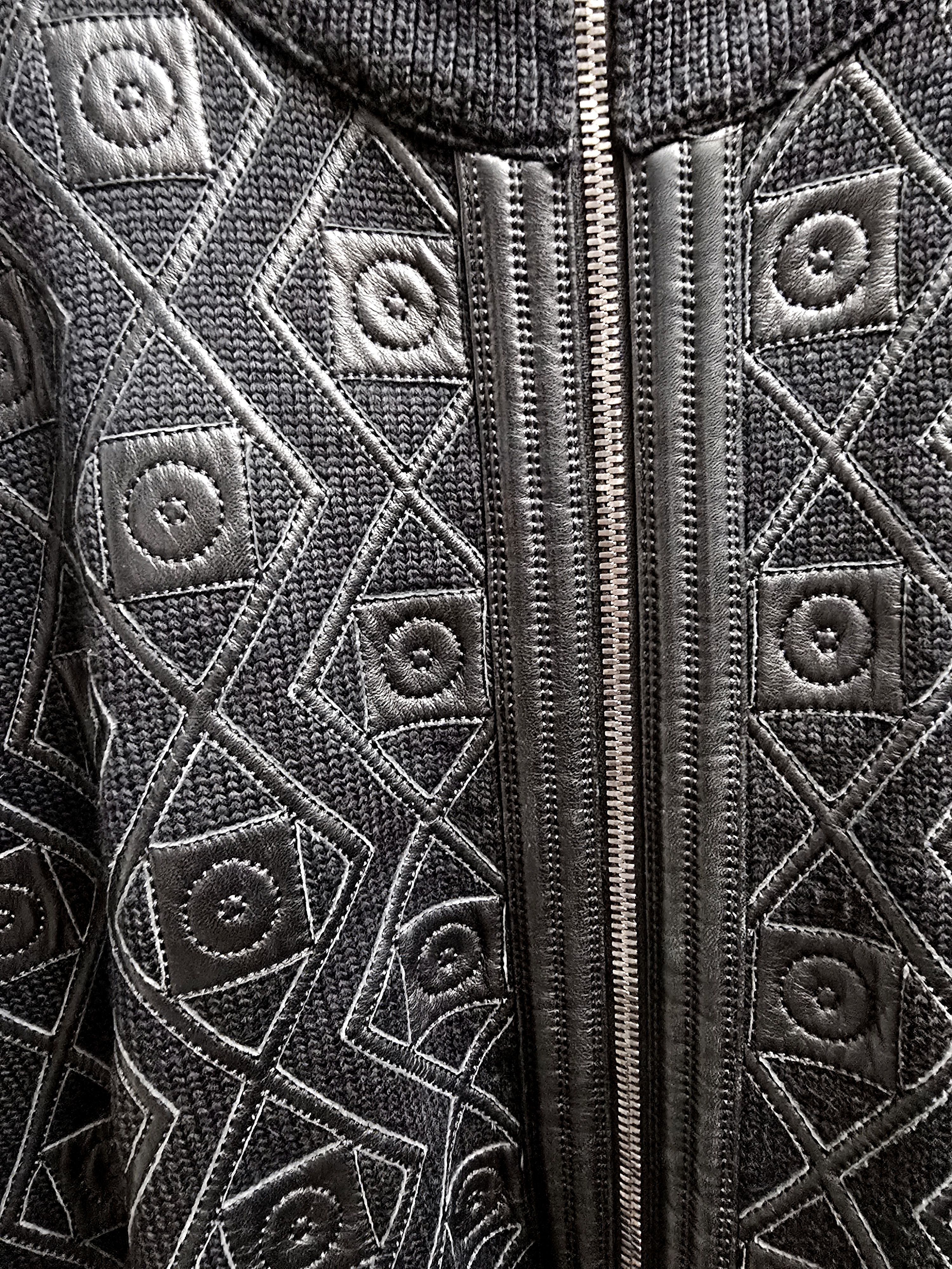 Versace $1950 Versace Wool and Leather Black Cardigan. IT54 Size US L / EU 52-54 / 3 - 6 Thumbnail