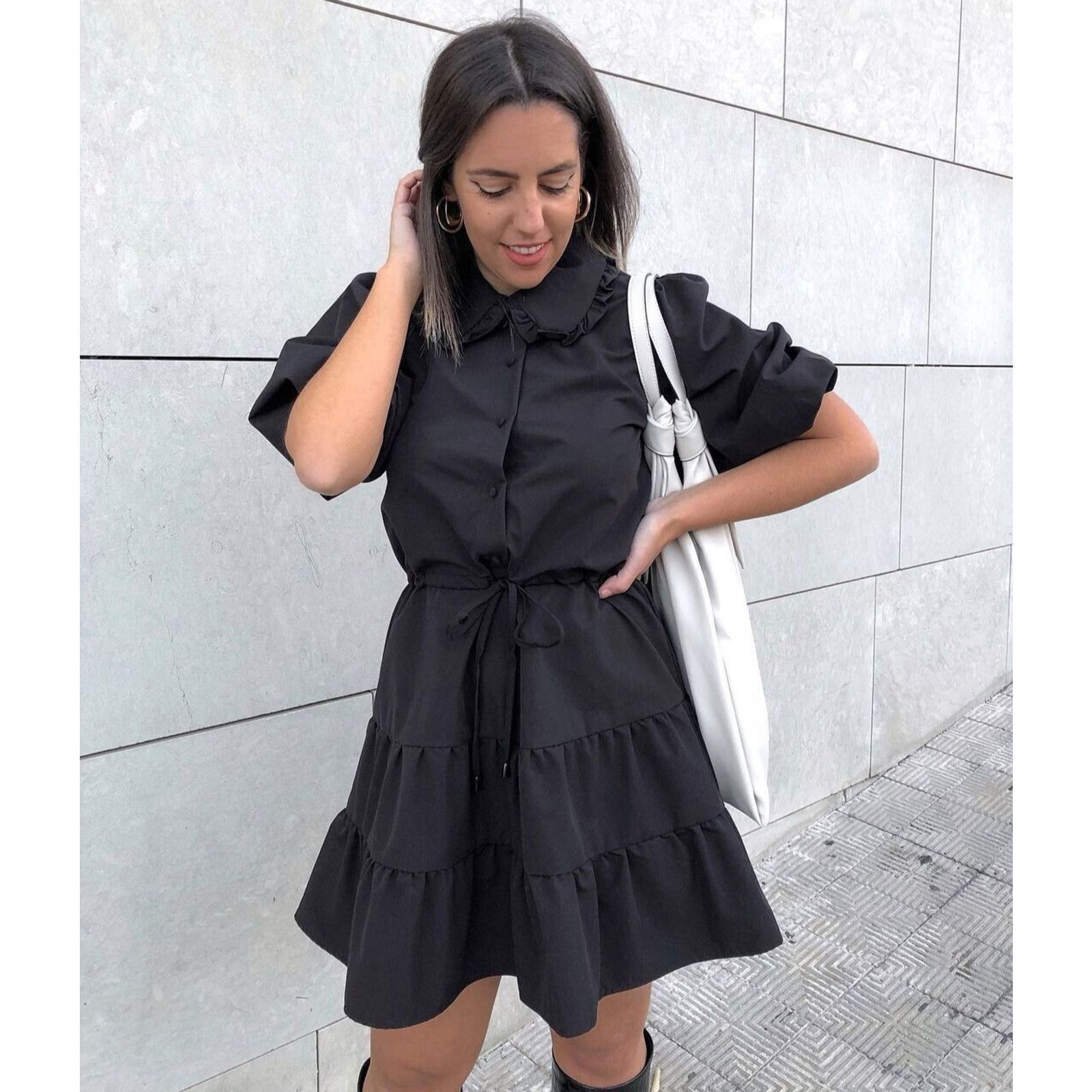 Zara ZARA Black Puff Sleeve Mini Dress NWT Size L / US 10 / IT 46 - 9 Thumbnail