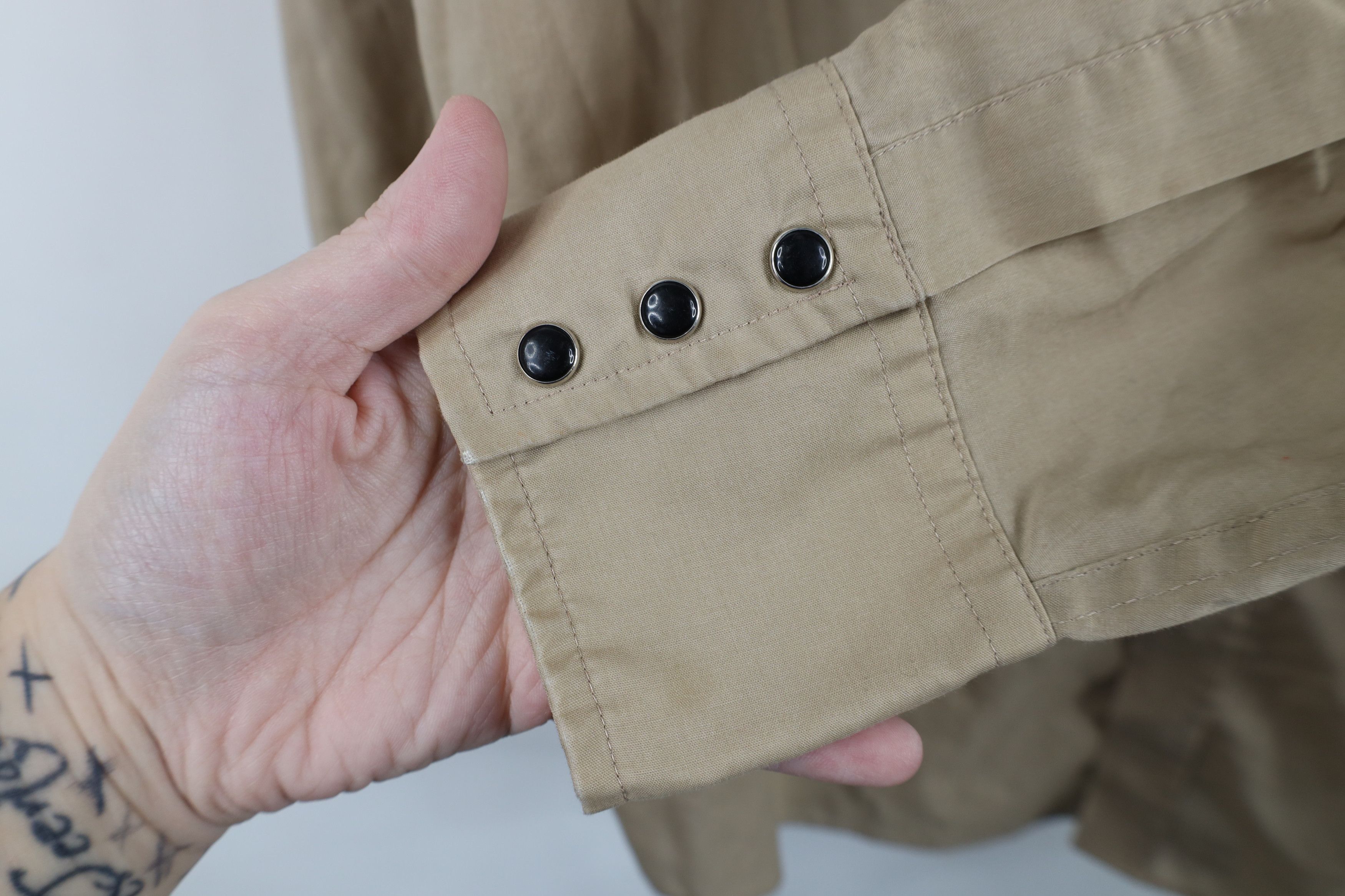 Vintage Vintage 70s Rockabilly Eagle Feather Snap Button Shirt Beige Size US L / EU 52-54 / 3 - 11 Thumbnail