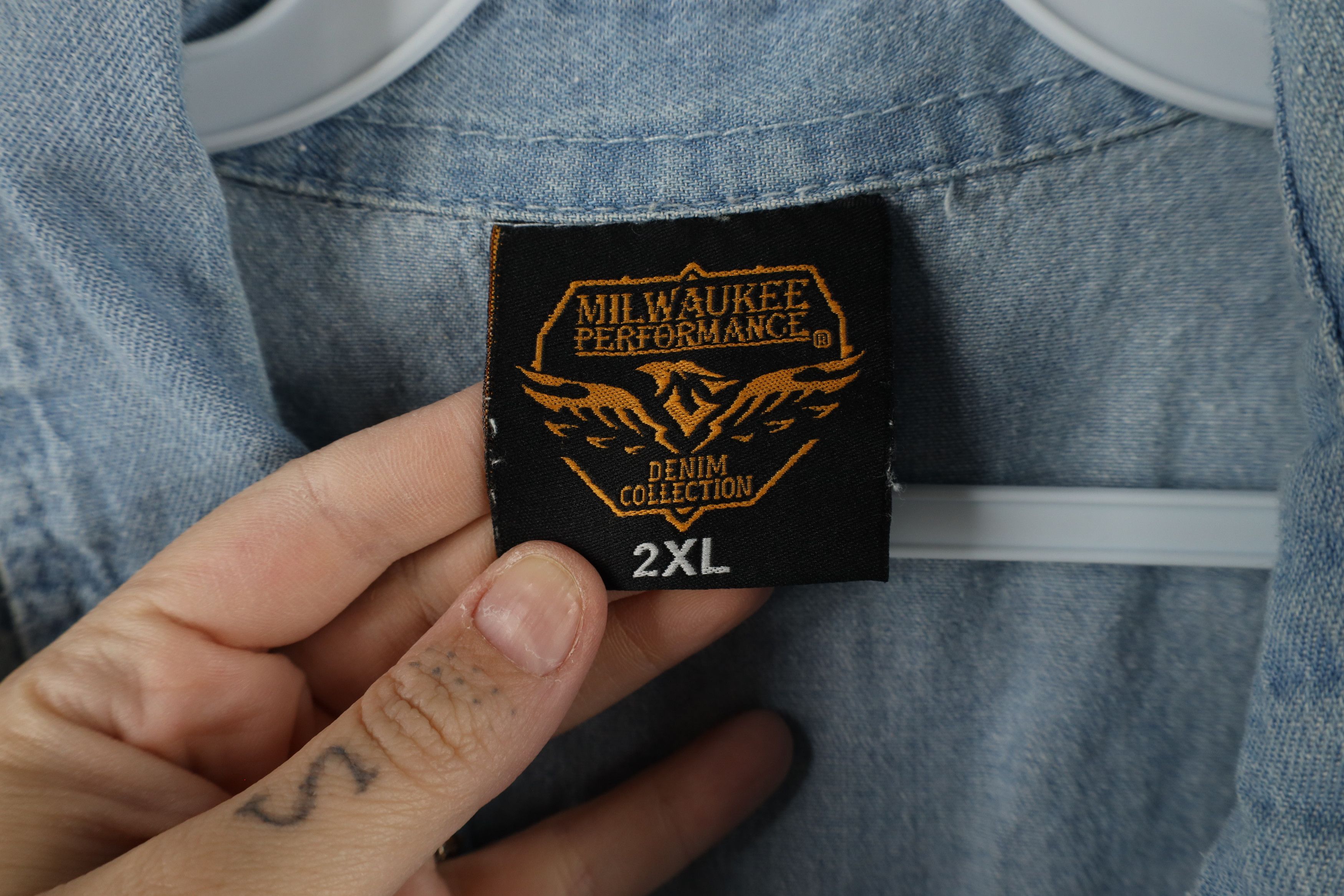 Vintage Vintage 90s Streetwear Motorcycle Denim Button Shirt Blue Size US XXL / EU 58 / 5 - 8 Thumbnail