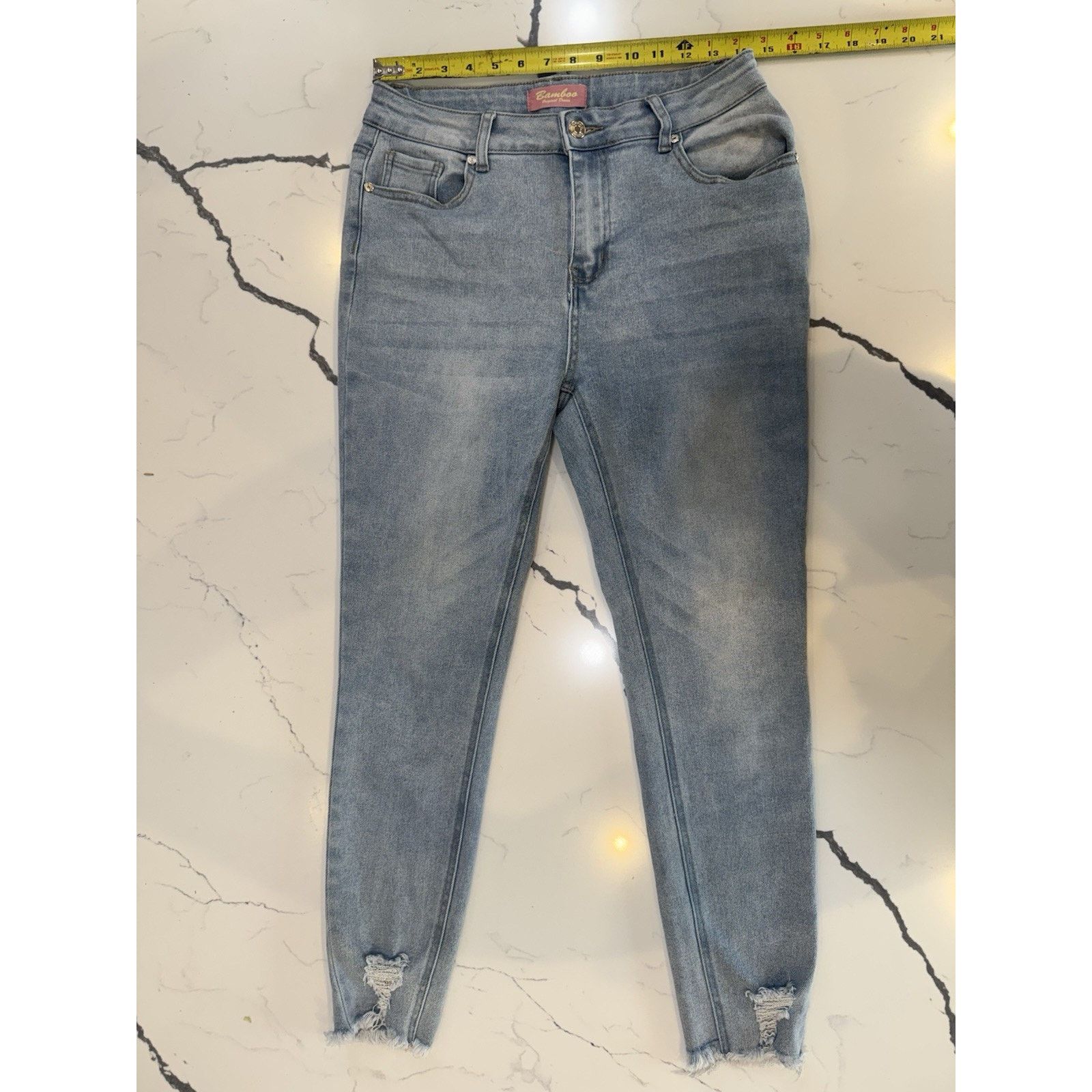 United Bamboo Bamboo Og Denim Skinny Jeans Jr Size 11 Distressed Raw Hem Size 28" / US 6 / IT 42 - 6 Thumbnail