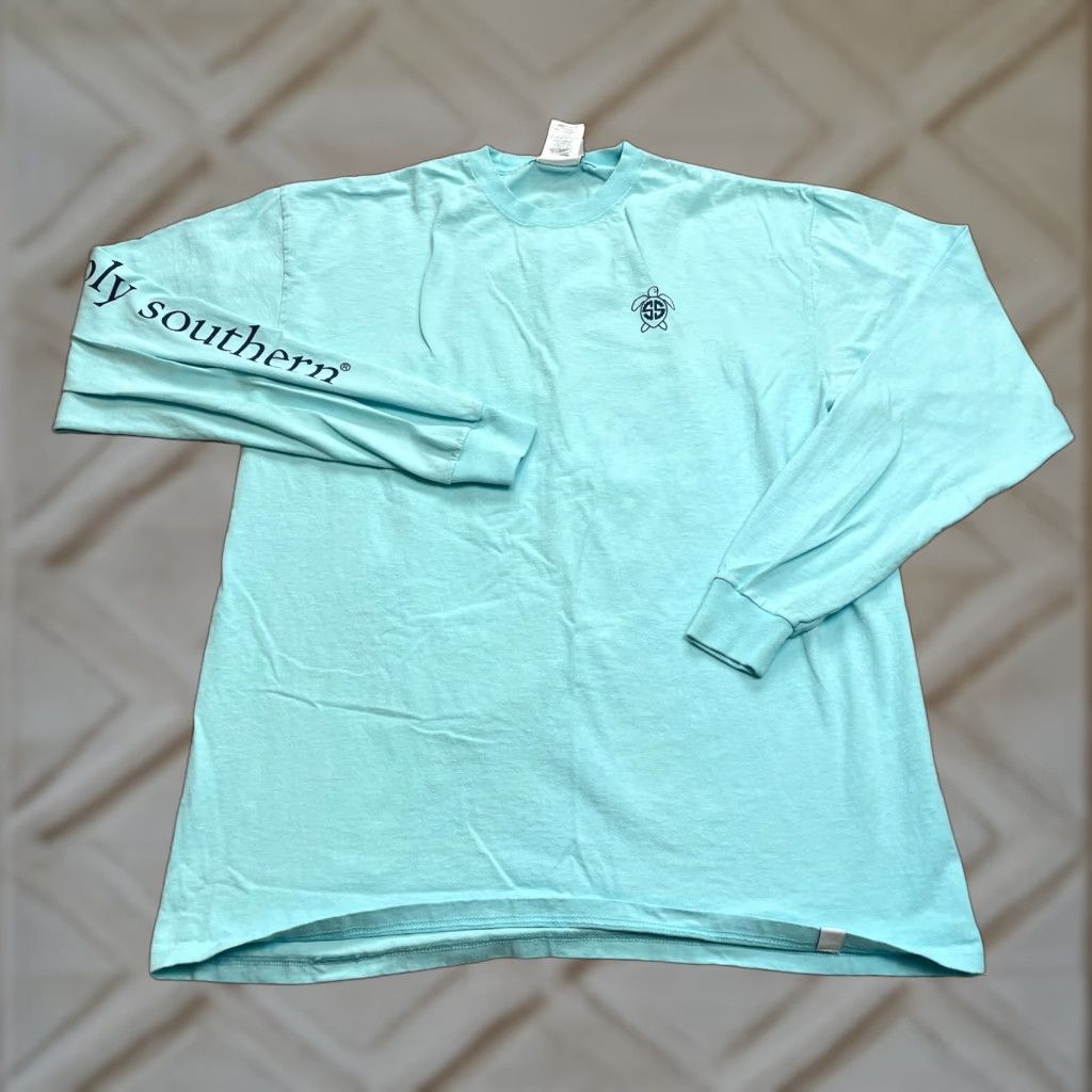 Vintage Simply Southern Shirt Mens Large Light Blue Long Sleeve Ocean Lives Matter Tee Shirt Size US L / EU 52-54 / 3 - 1 Thumbnail