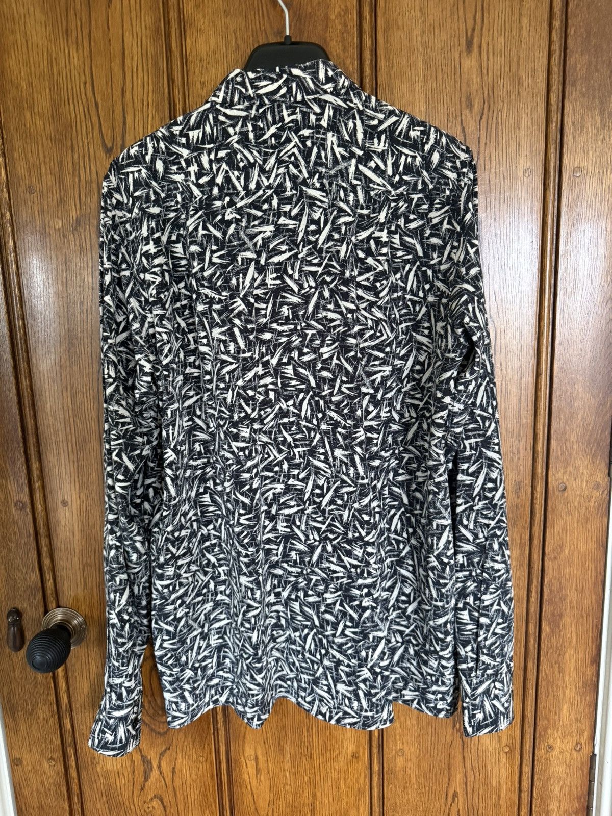 Saint Laurent Paris SS14 Saint Laurent Black white Brush squiggle silk shirt Size US M / EU 48-50 / 2 - 18 Thumbnail