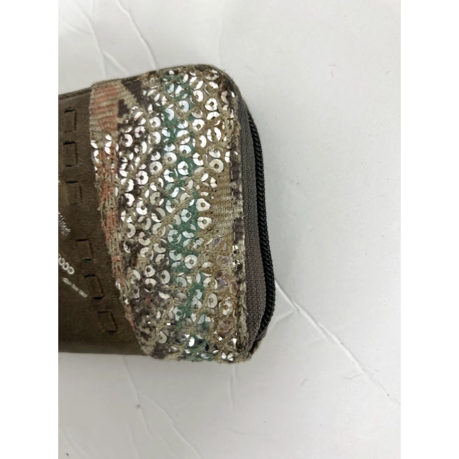 Miss Me VINTAGE Miss Me Wallet Gray Faux Leather Zipper Closure Bedazzled 8x4x1 Women Wallets Bedazzled Accents Zipper Closure Size ONE SIZE - 2 Thumbnail