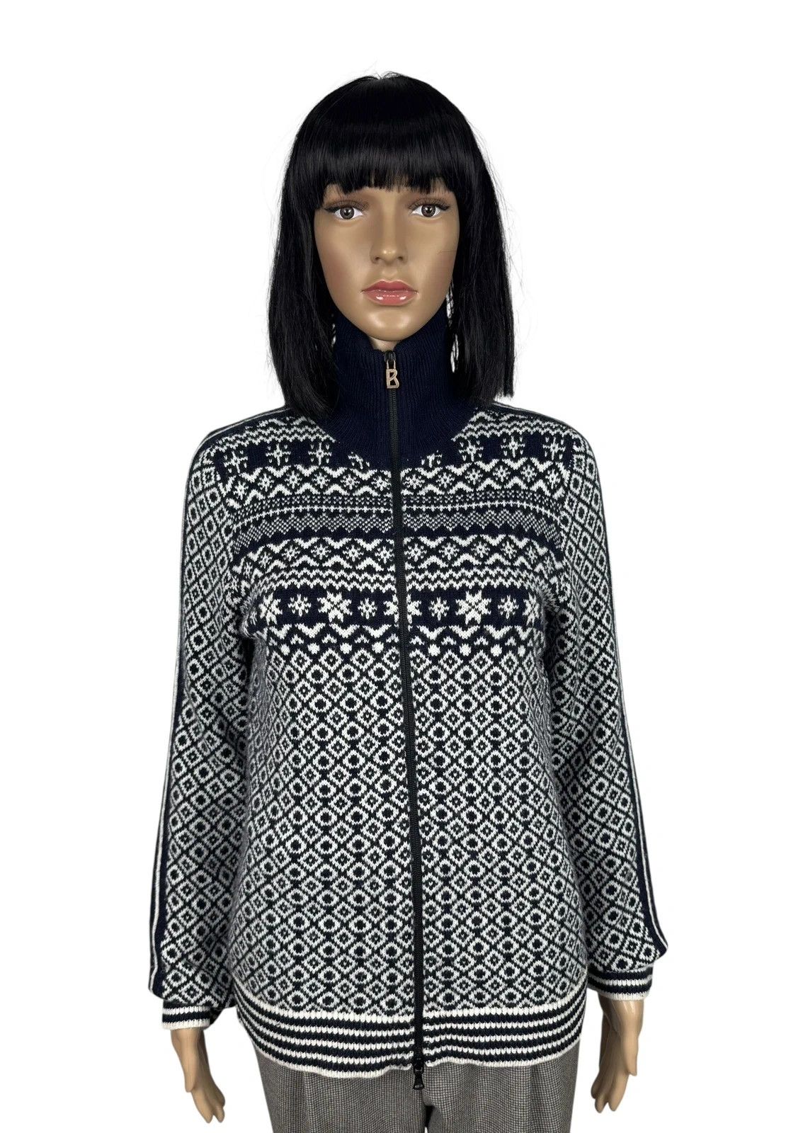 Bogner Bogner Fair Isle Zip Sweater Mock Neck Wool Polyamide size S Size S / US 4 / IT 40 - 1 Thumbnail