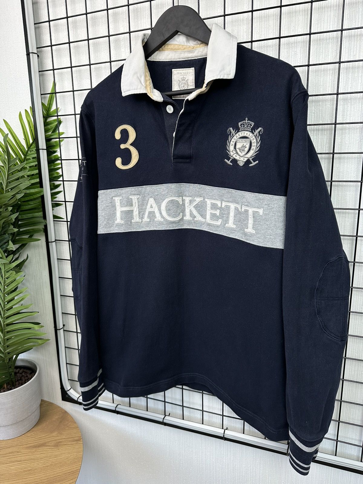 Hackett × Vintage Vintage Hackett London Snow polo team jersey #3 Men L Navy Size US L / EU 52-54 / 3 - 2 Thumbnail