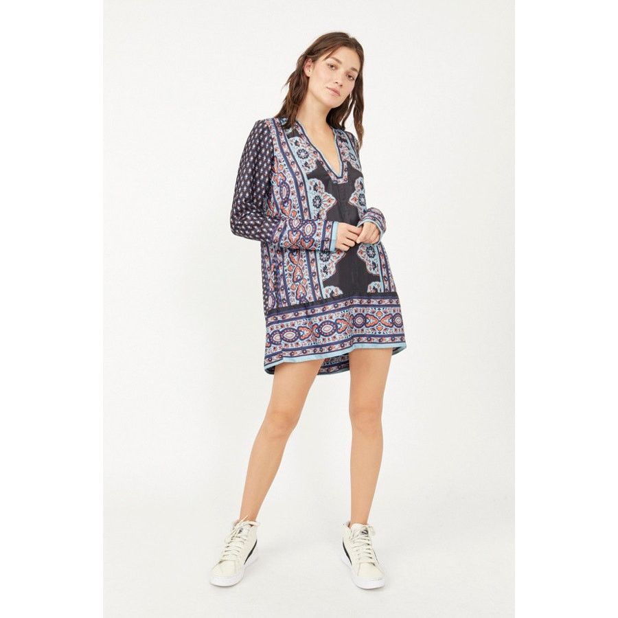 Free People New Meadow Mod Mini Shift Dress $148 MEDIUM Boho Blue Size M / US 6-8 / IT 42-44 - 3 Thumbnail