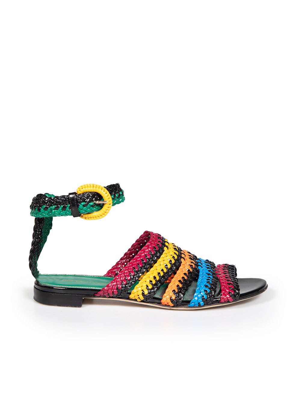 image of Sergio Rossi Woven Leather Open Toe Sandals, Women's (Size 7)