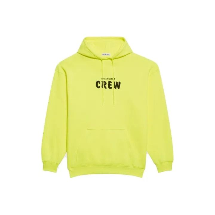 Balenciaga Bright Yellow Logo Hoodie for Women 0079 Womenswear