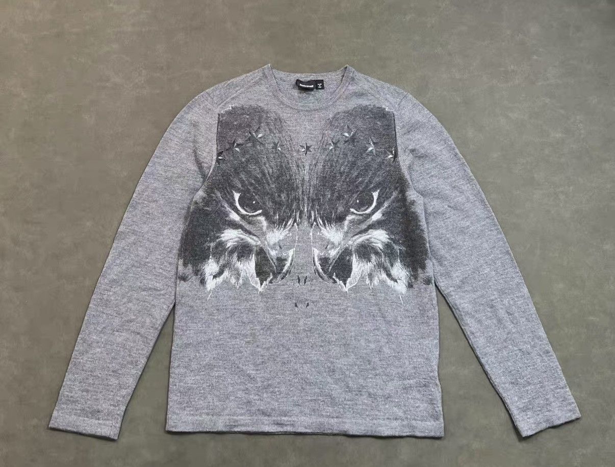 Just Cavalli JUST CAVALLI Eagle Face Print Wool Sweater J16 Size US XL / EU 56 / 4 - 1 Thumbnail