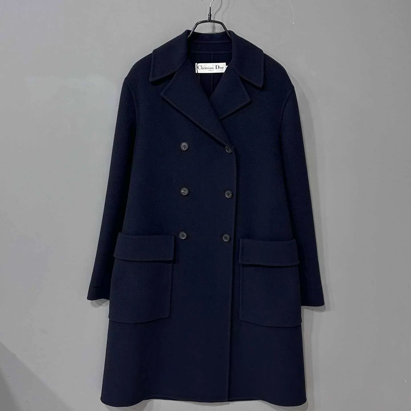 Dior Dior Navy Blue Double-Breasted Cashmere Overcoat 38 Size S / US 4 / IT 40 - 1 Thumbnail