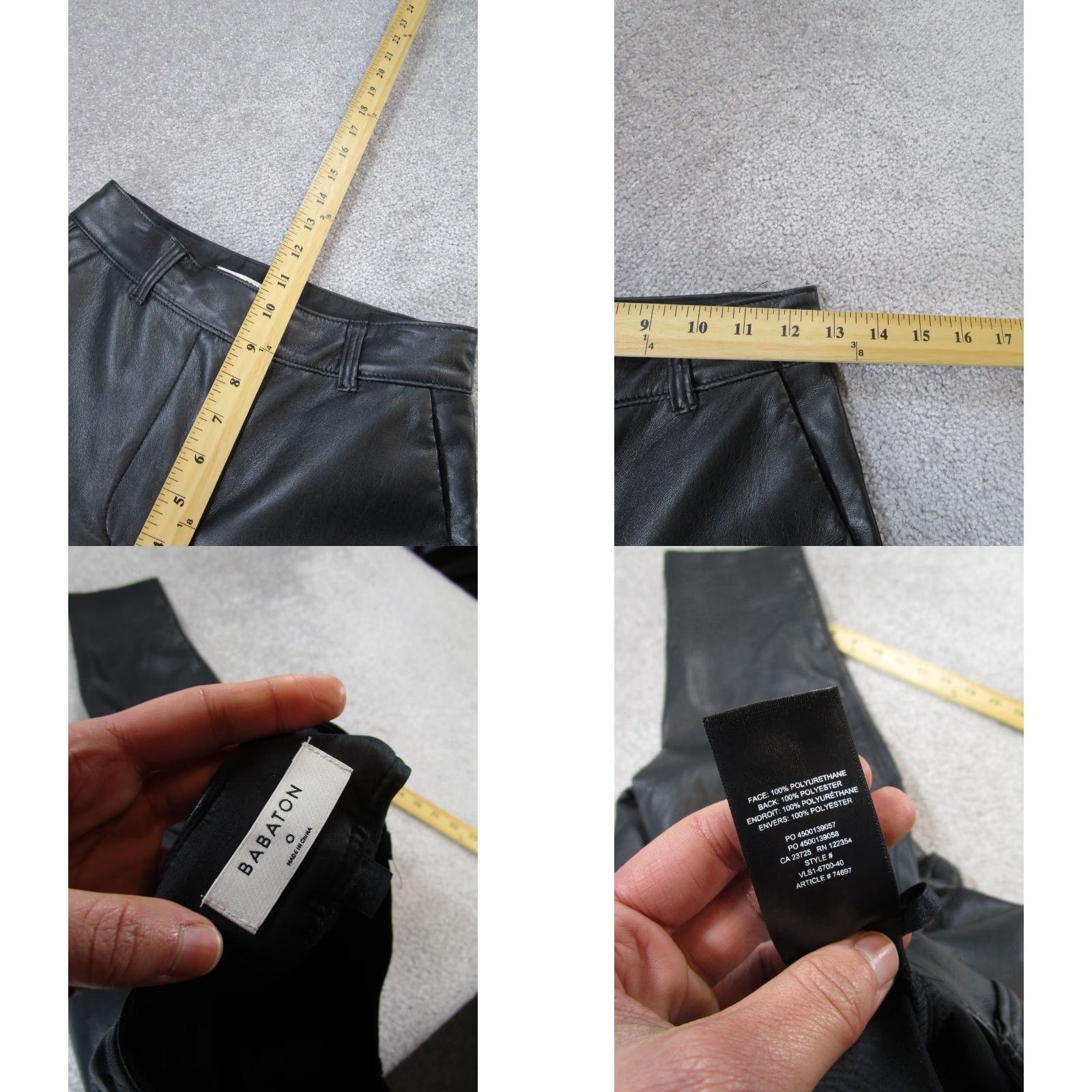 Vintage Babaton Pants Womens 0 Black Faux Leather Cropped Tapered Zip Solid Size 25" / US 0 / IT 36 - 8 Thumbnail
