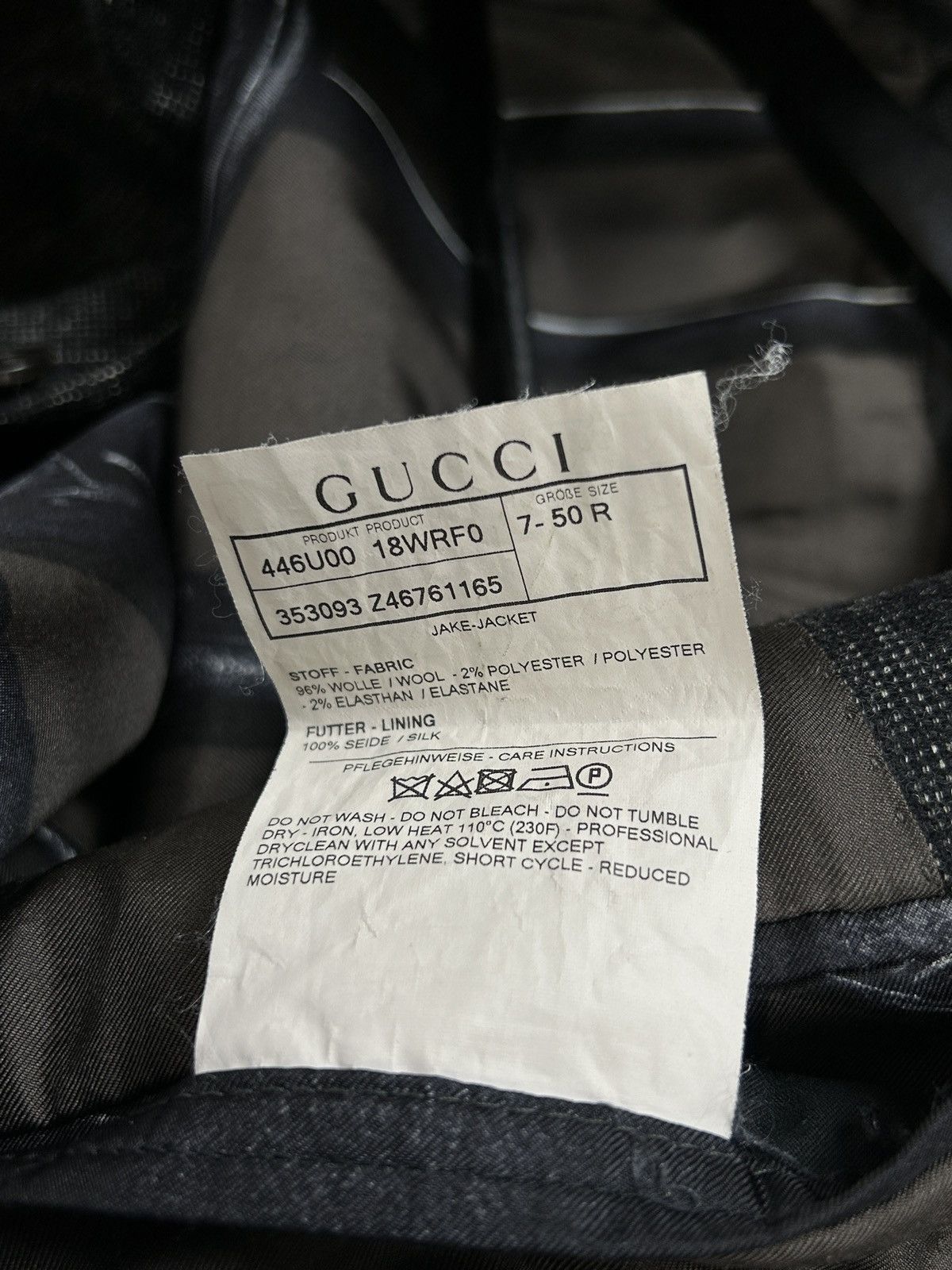 Gucci Gucci Wool Pattern Casual Blazer Jacket Tailoring Grey 50R Size 50R - 11 Thumbnail