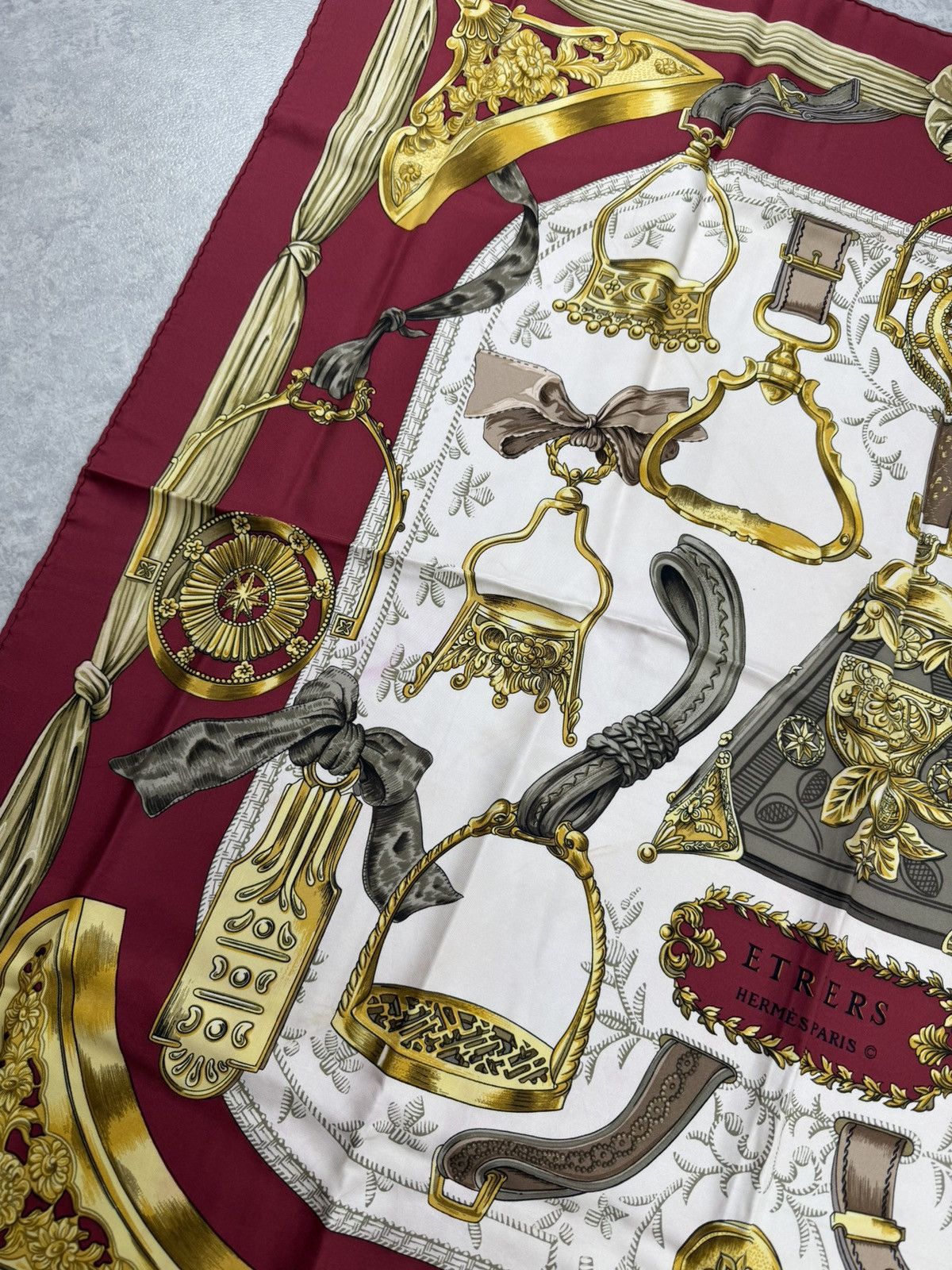 Hermes Hermes Etriers Silk Scarf Vintage Red Gold Size ONE SIZE - 11 Thumbnail