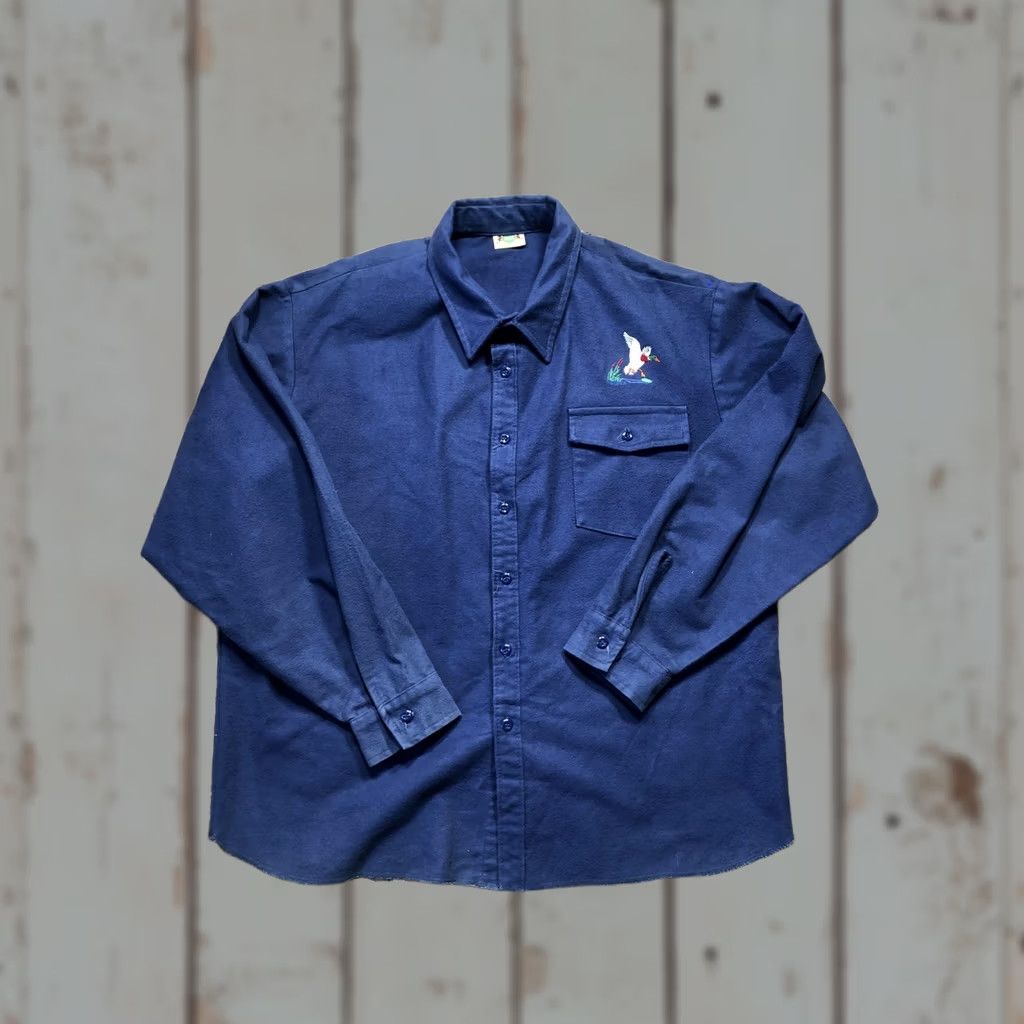 IDEA VINTAGE Ideal Shirt Mens 2XL Blue Flannel Duck Embroidered Hunting Made USA Size US XXL / EU 58 / 5 - 1 Thumbnail