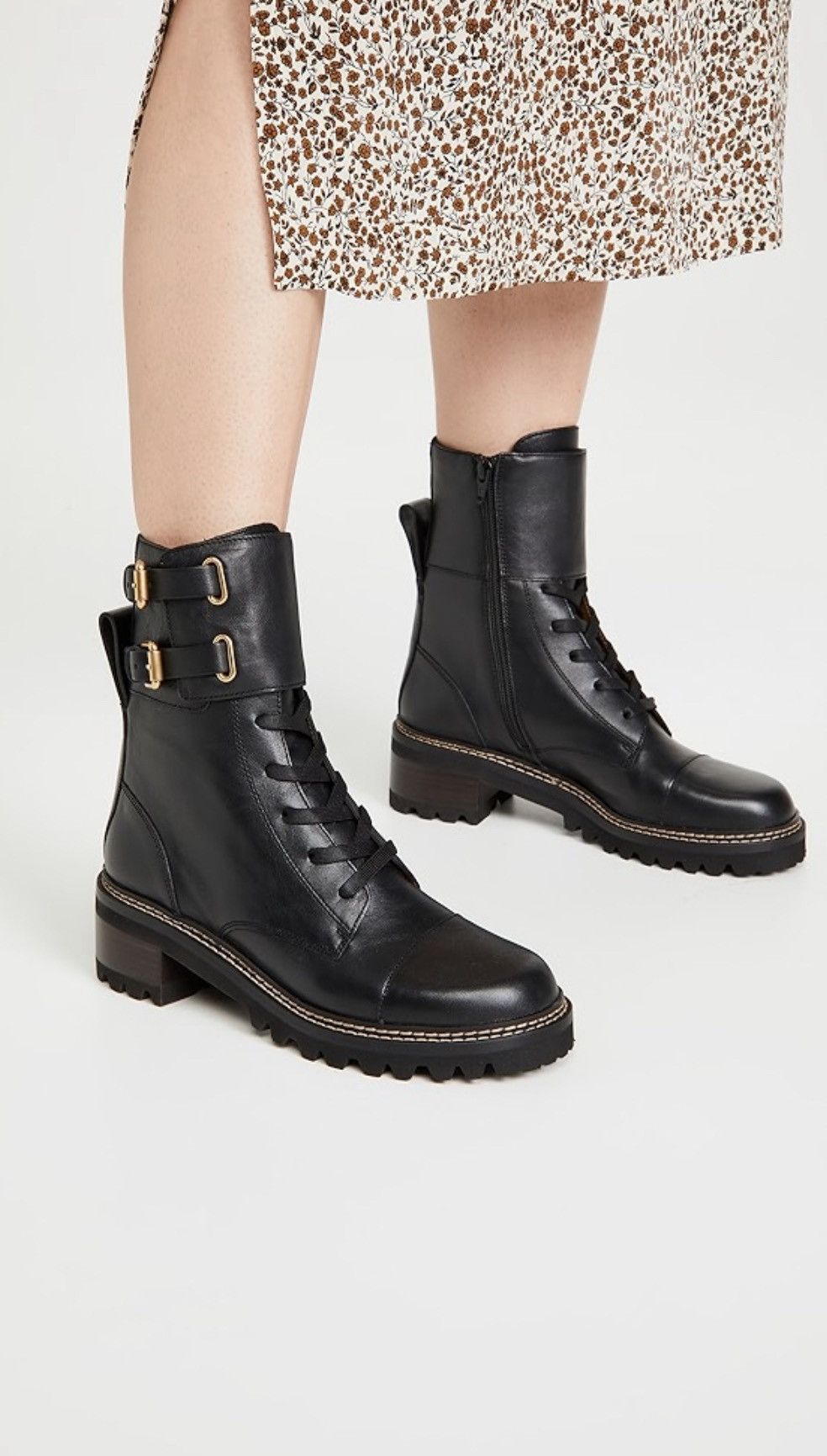 See by Chloe See By Chloe Mallory Leather Combat Boots size 35.5 Size US 5.5 / IT 35.5 - 3 Thumbnail