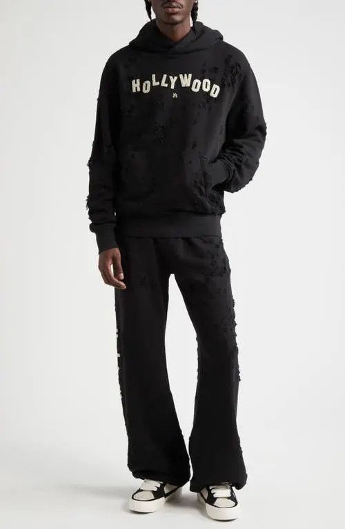 Amiri o1orln1025 Hollywood Destroyed Sweatpants & Joggers in Black Size US 30 / EU 46 - 6 Thumbnail