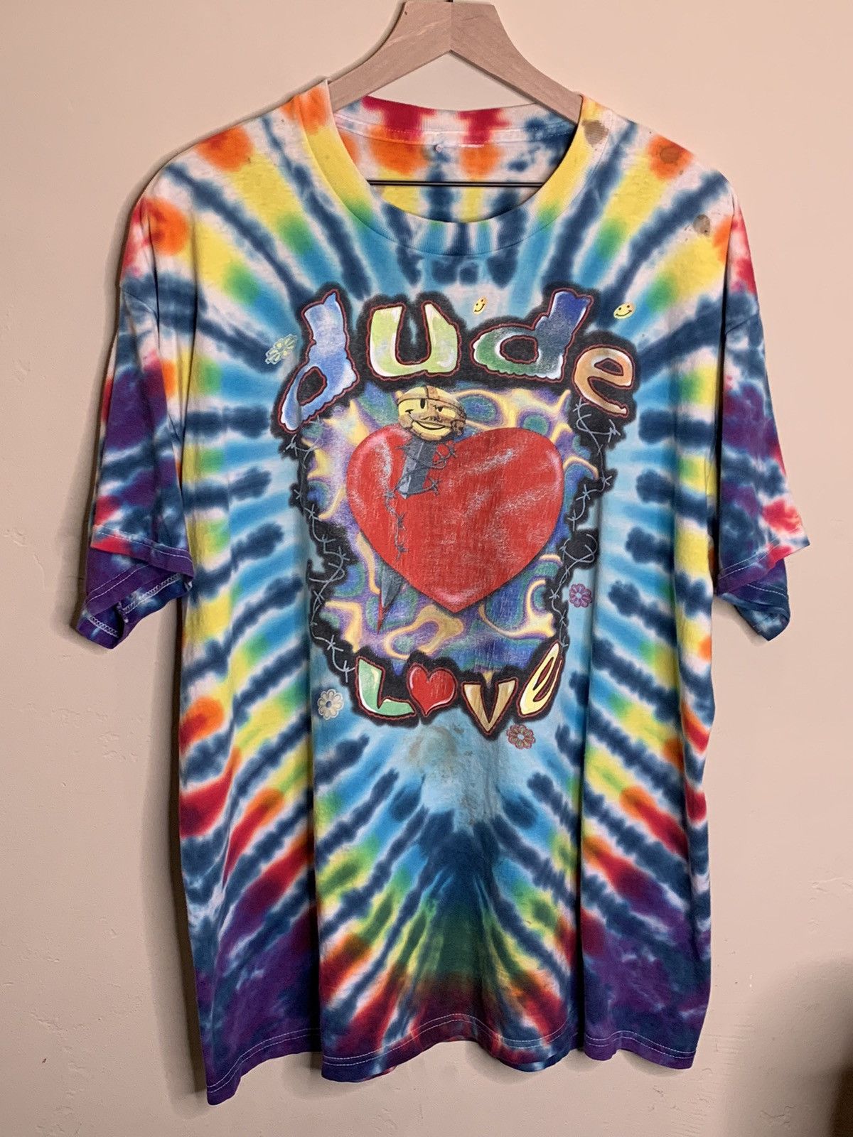 image of Vintage 1997 Dude Love Mick Foley Wwf Wwe Tie Dye Shirt in Tie/Dye, Men's (Size 2XL)