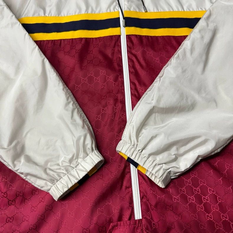 Gucci Gucci White and red stitched hooded windbreaker jacket Size US M / EU 48-50 / 2 - 2 Thumbnail