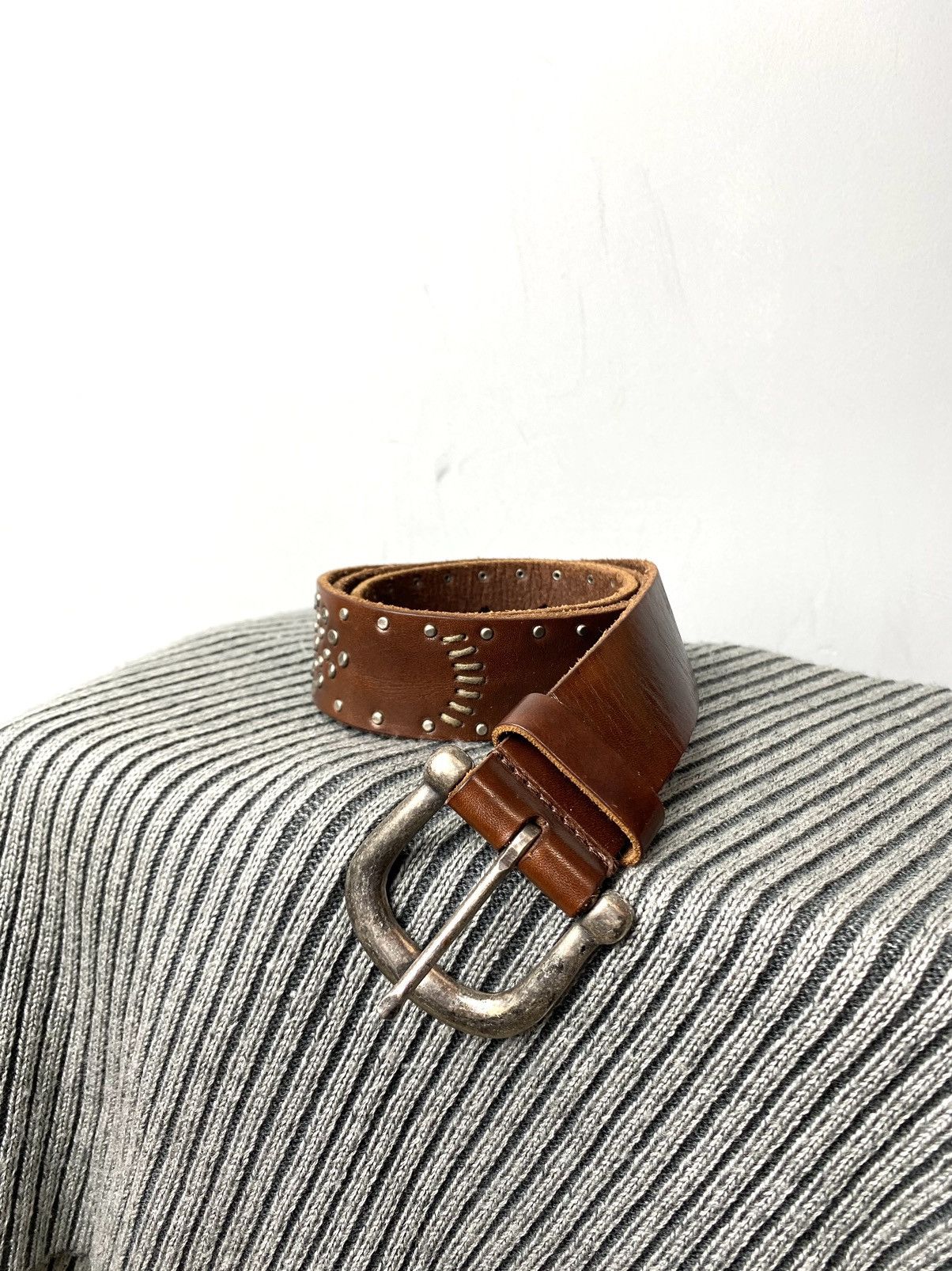 Cowboy Equipment Rare! Vintage Metal Leather Belt Western Cowboy Style Texas Size ONE SIZE - 1 Thumbnail