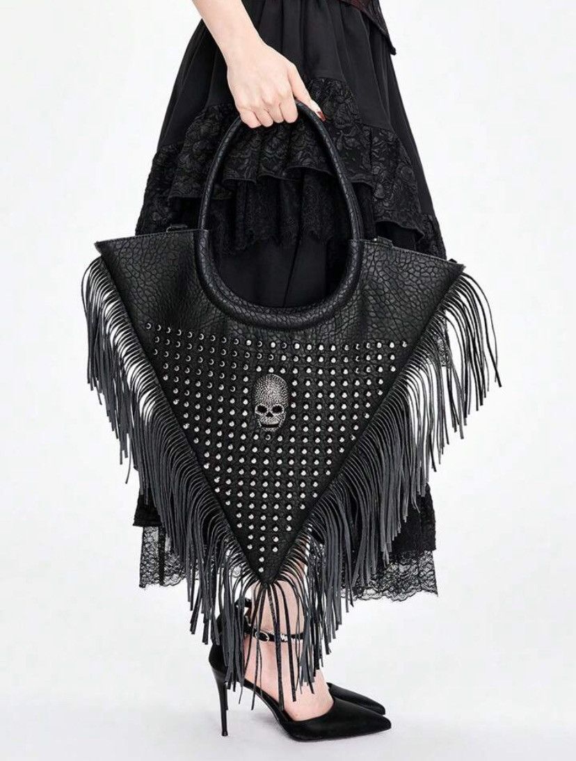 Japanese Brand Alexander McQueen style avant garde skull leather handbag Size ONE SIZE - 4 Thumbnail
