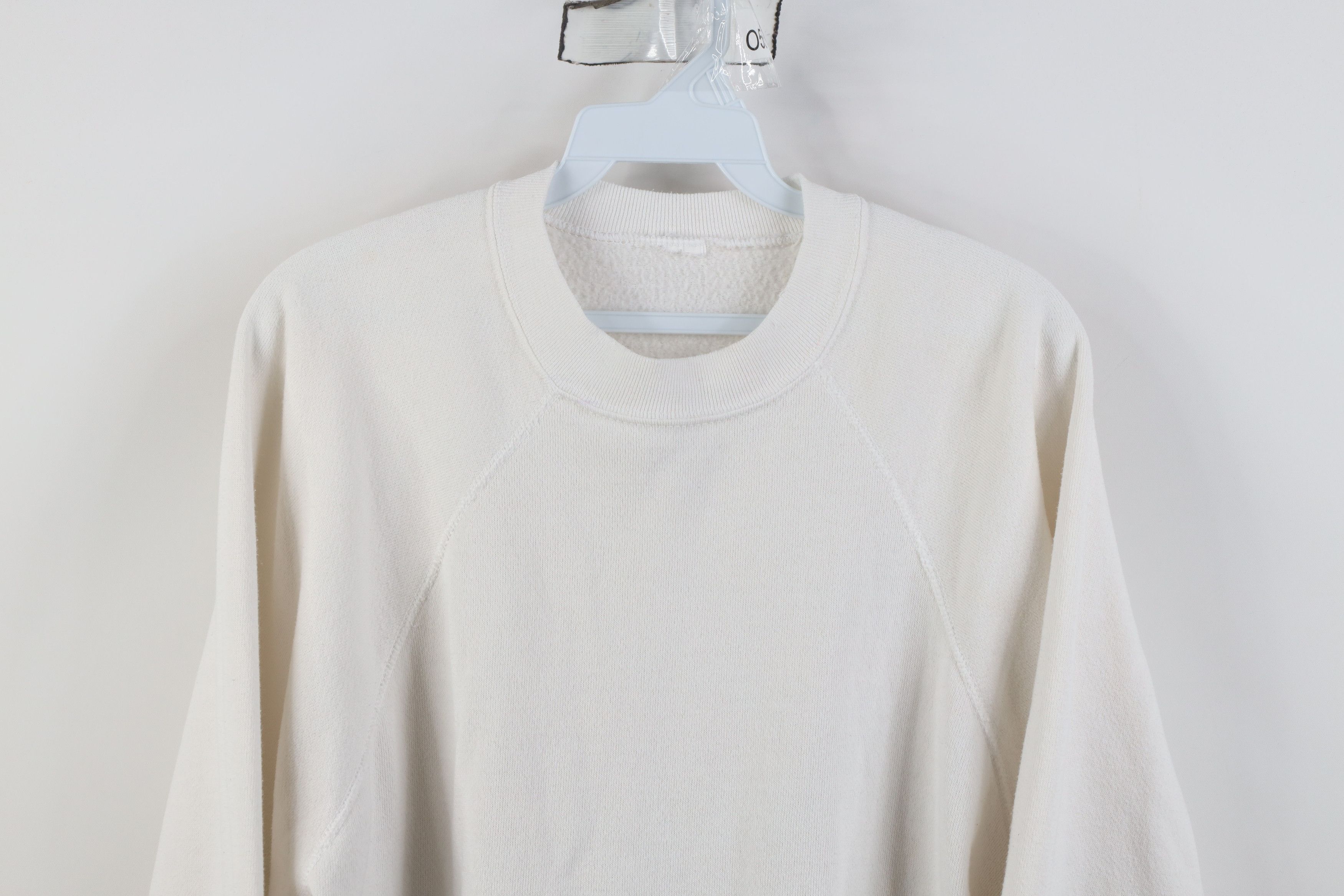 Vintage Vintage 90s Streetwear Blank Crewneck Sweatshirt White Size L / US 10 / IT 46 - 2 Thumbnail