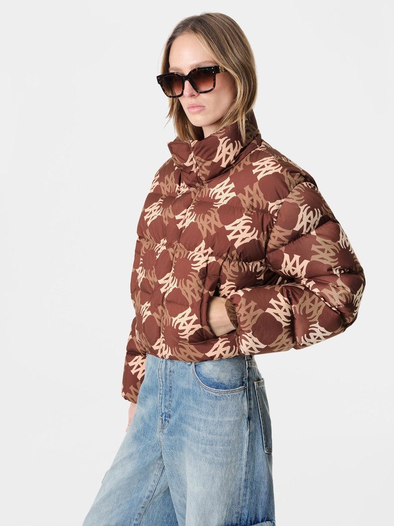 Amiri o1orln1125 MA Quad Cropped Down Jacket in Brown/White Size S / US 4 / IT 40 - 3 Thumbnail