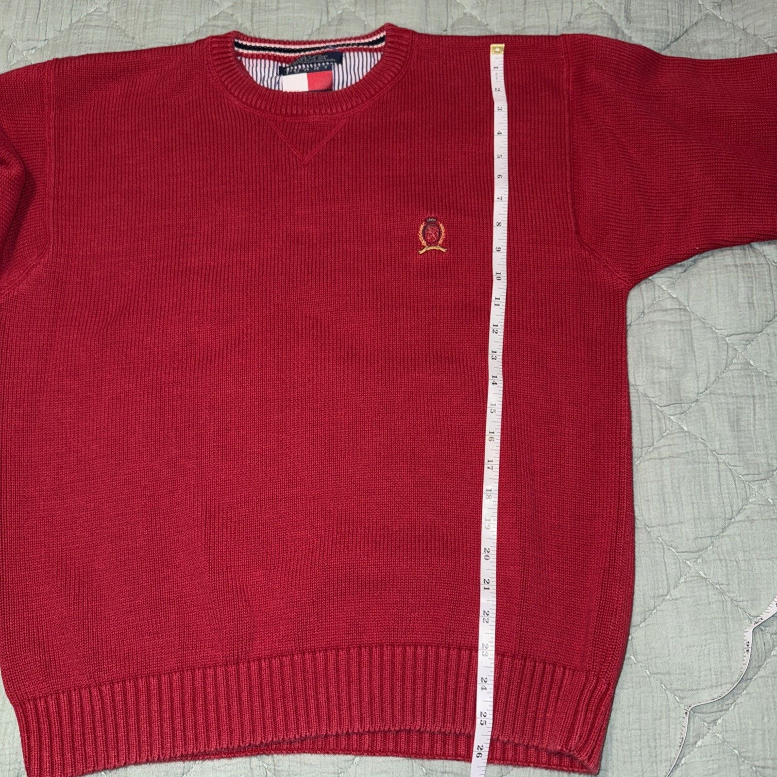 Tommy Hilfiger Vintage 90s Tommy Hilfiger Knit Crew Neck Sweater Mens L Red Size US L / EU 52-54 / 3 - 6 Thumbnail