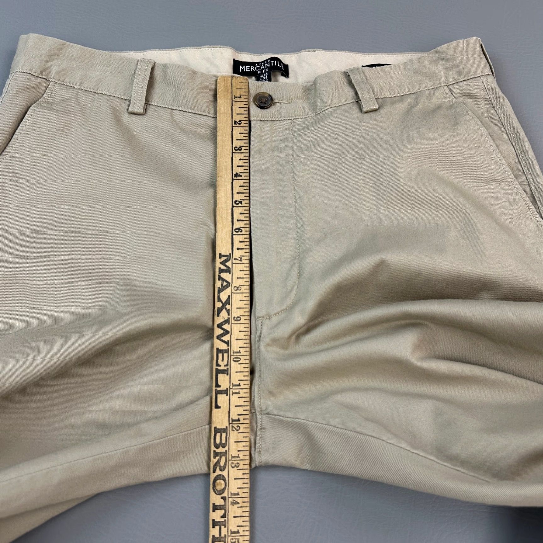 J.Crew J Crew Mercantile Flex Pants Mens 35x34 35x33 Beige Flat Front Chino Relaxed Size US 35 - 5 Thumbnail
