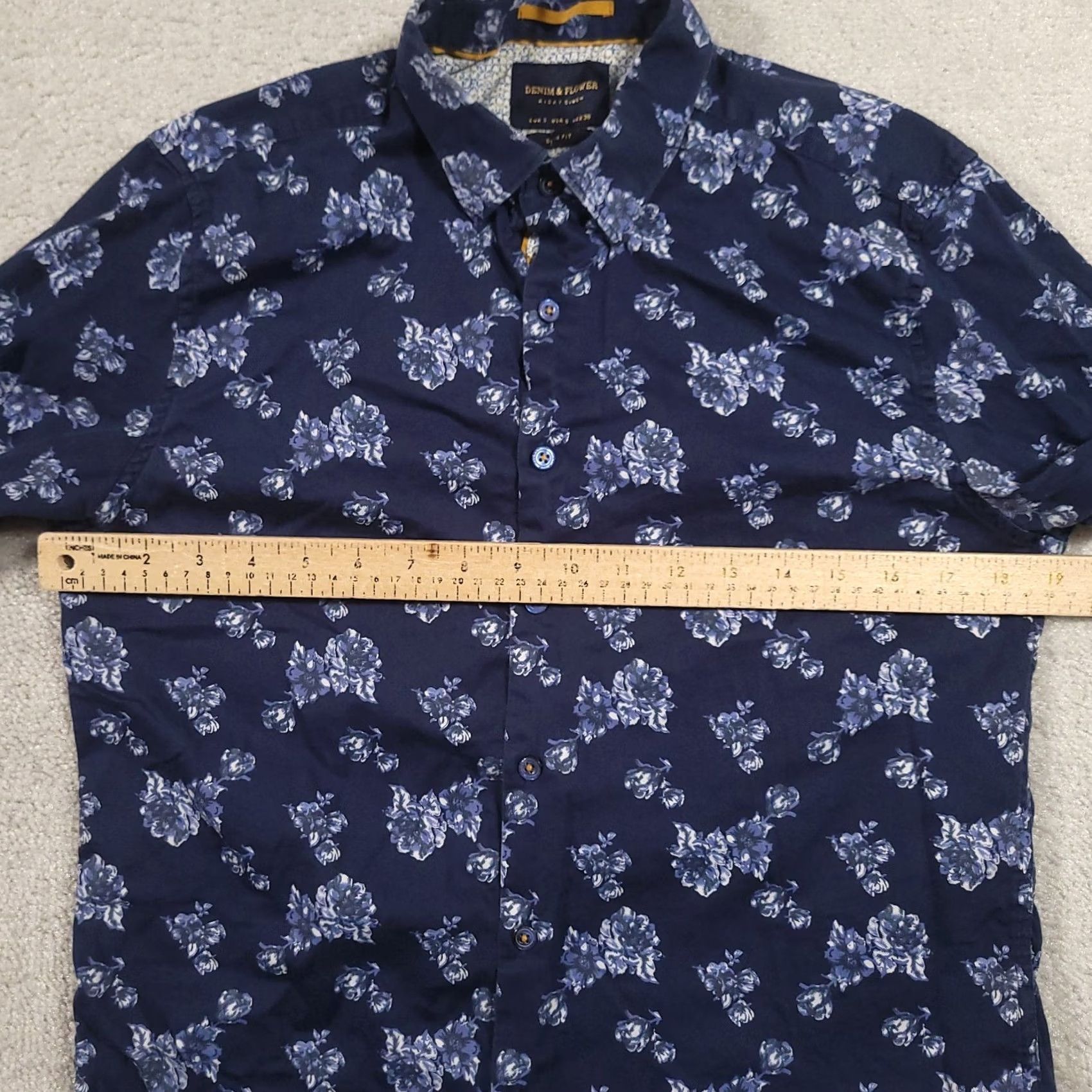 Denime Flower & Denim Ricky Singh Slim Fit Floral Print Shirt Size S Blue Size US S / EU 44-46 / 1 - 3 Thumbnail