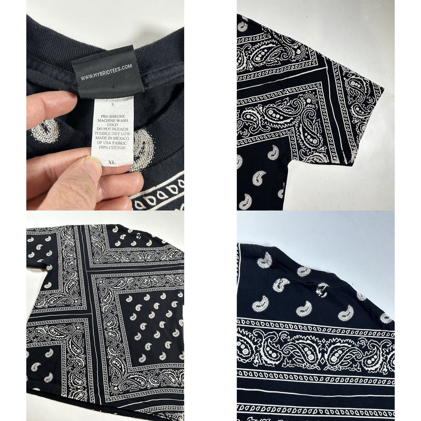 Vintage VINTAGE Hybrid T Shirt Mens XL Black Paisley Bandana Skater Grunge 00s Size US XL / EU 56 / 4 - 8 Thumbnail